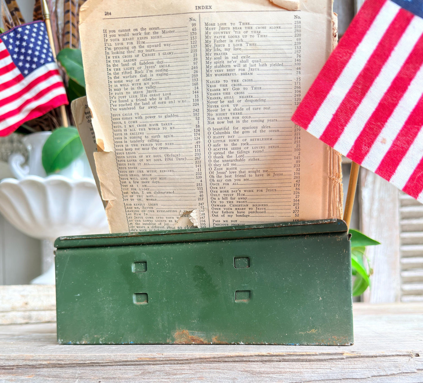 Vintage Blue Metal Drawer Bin – Industrial Storage Tray, Rustic Farmhouse Organizer, Primitive Metal Box