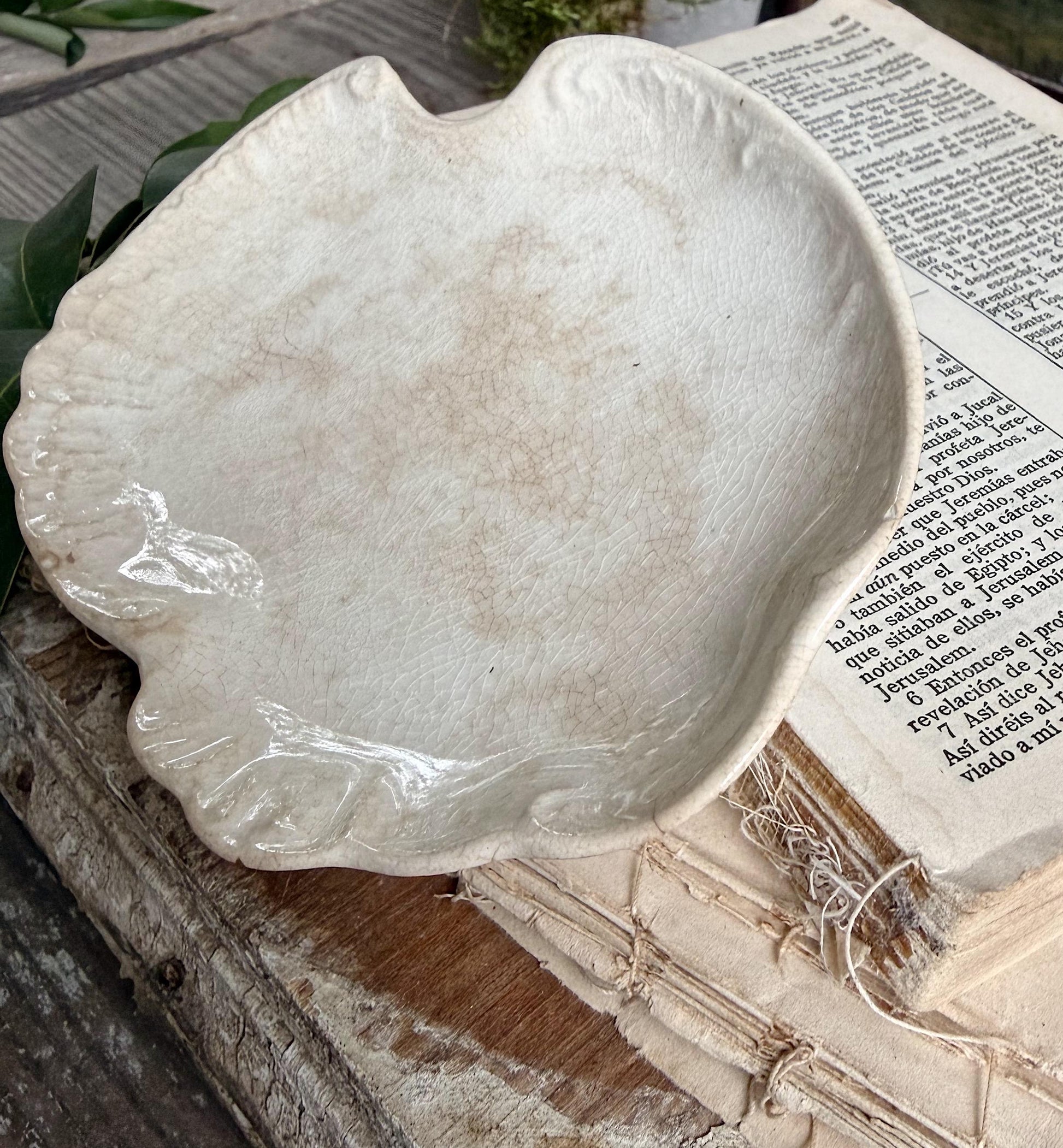 Antique La Belle China Dish – Small Ironstone Platter, Vintage White Crazing Tray, Farmhouse Decor