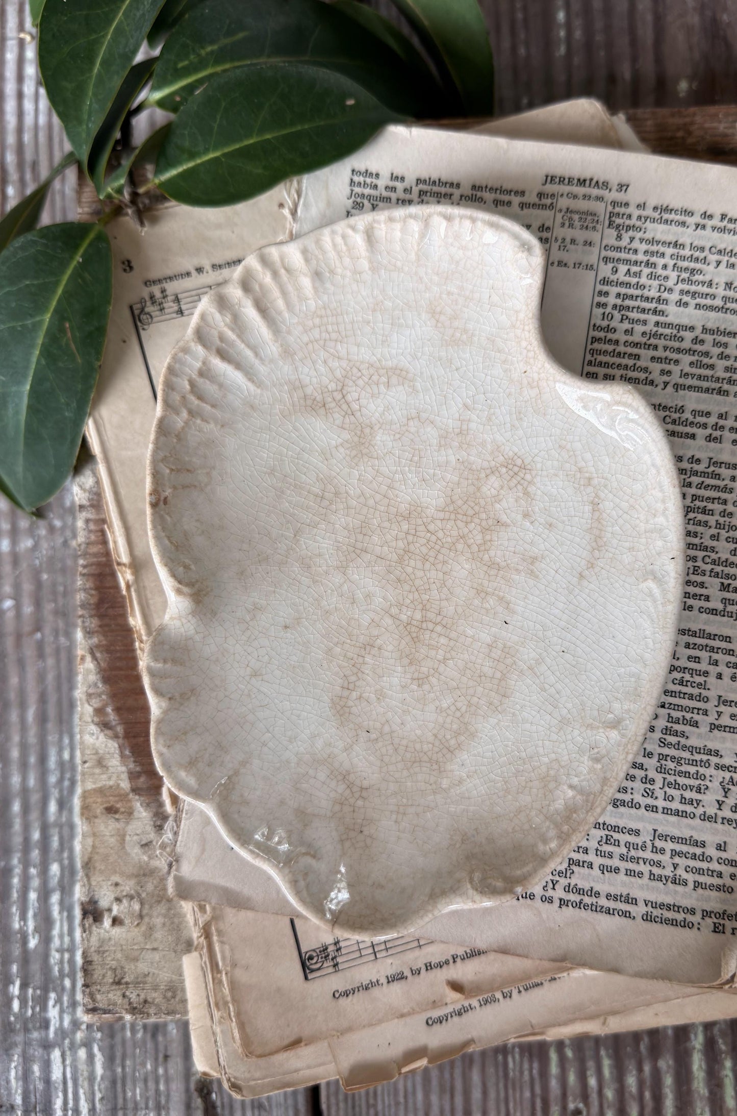 Antique La Belle China Dish – Small Ironstone Platter, Vintage White Crazing Tray, Farmhouse Decor