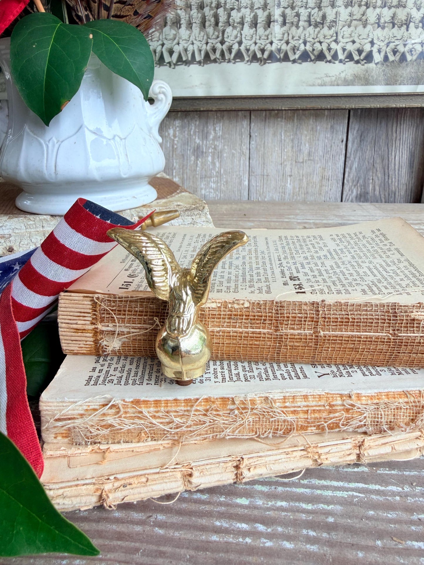 Vintage METAL EAGLE Flag Pole Topper Cap Finial Americana
