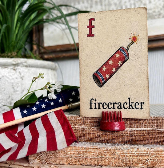 FIRECRACKER Flash Card Vintage Americana Decor Patriotic Fourth July Party