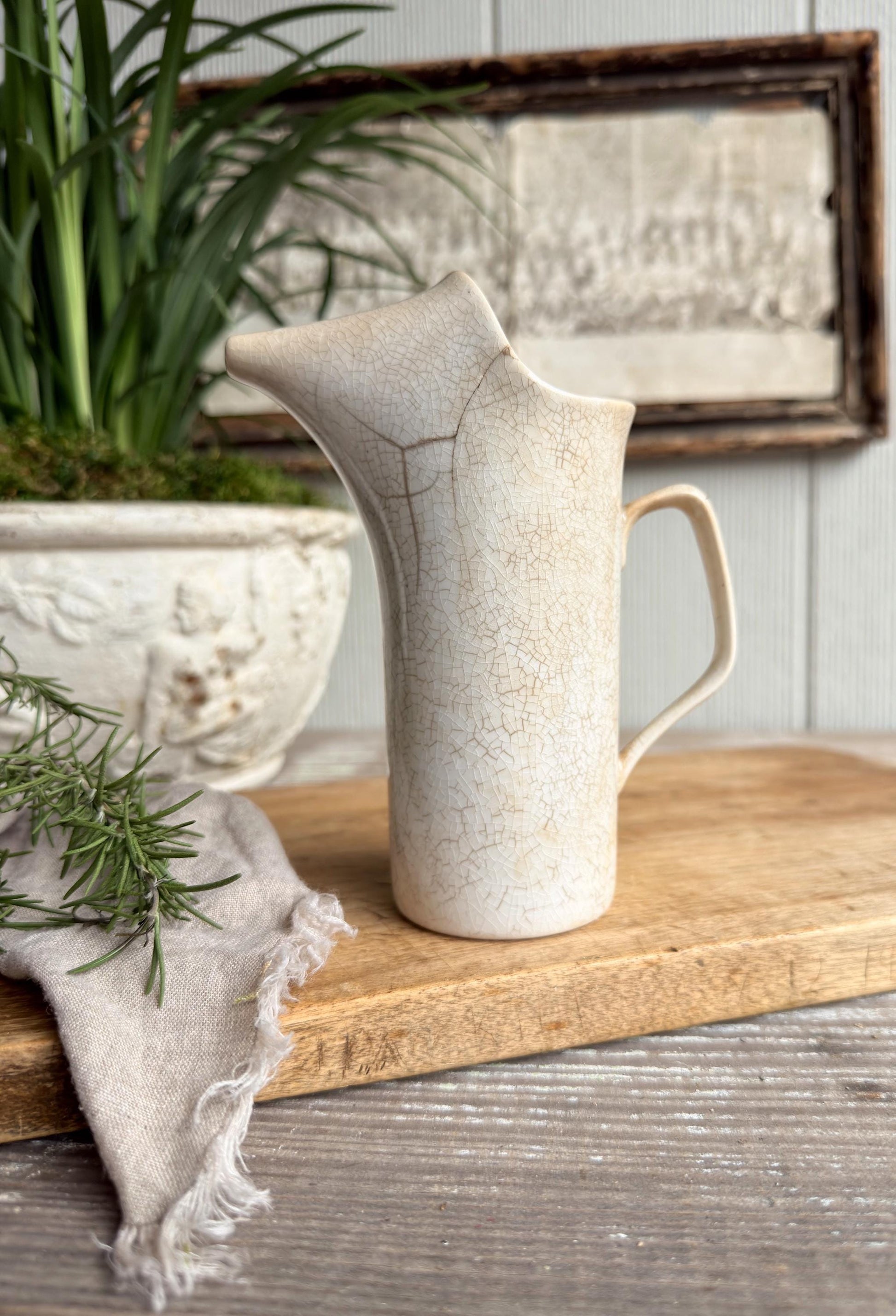 Ironstone Pitcher Schmid, Vintage Milk Creamer Jug, Farmhouse Kitchen Decor,