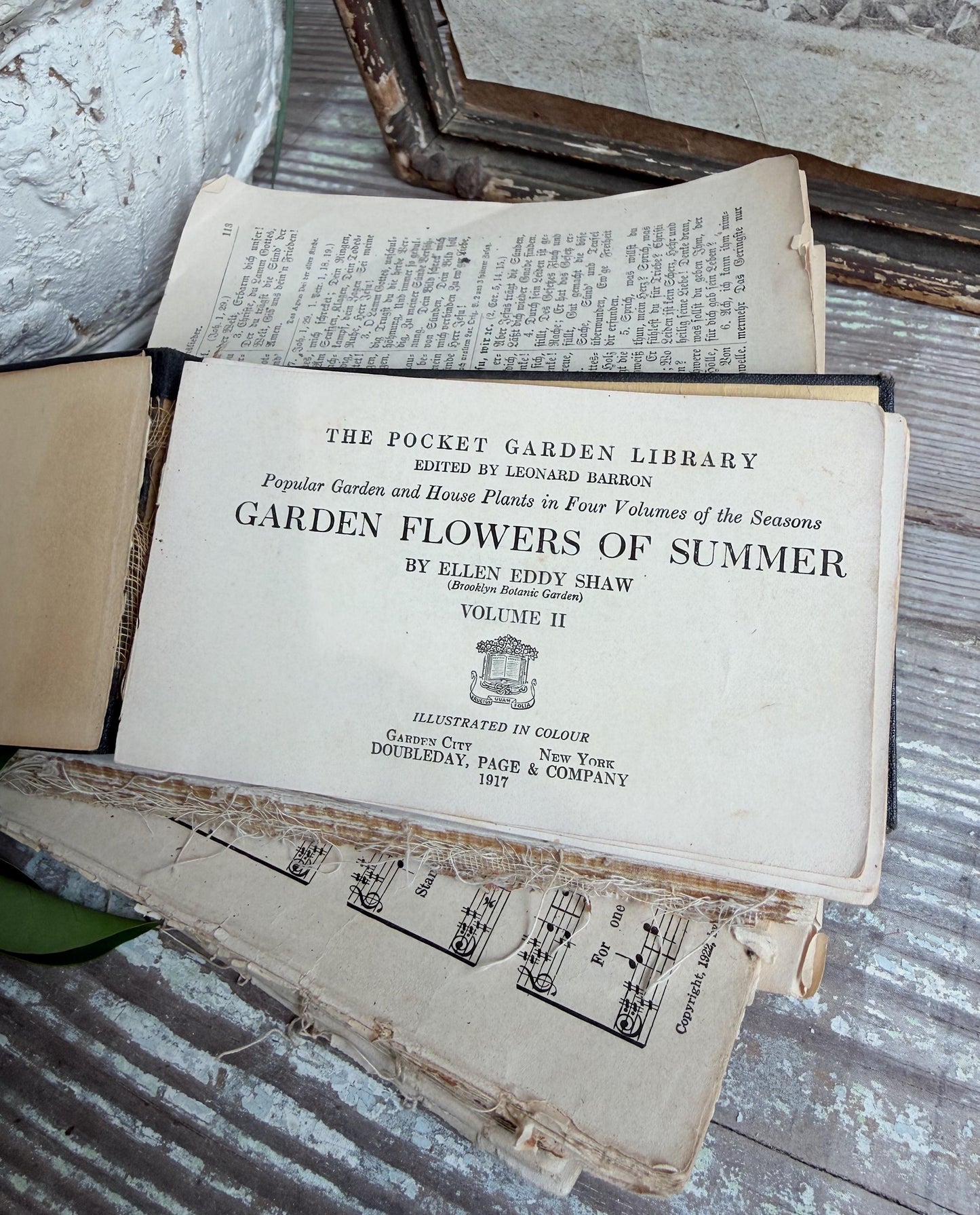 Antique GARDEN FLOWERS of SUMMER Guide Book 1917 Farmhouse Decor Ellen Eddy Shaw Pocket Book