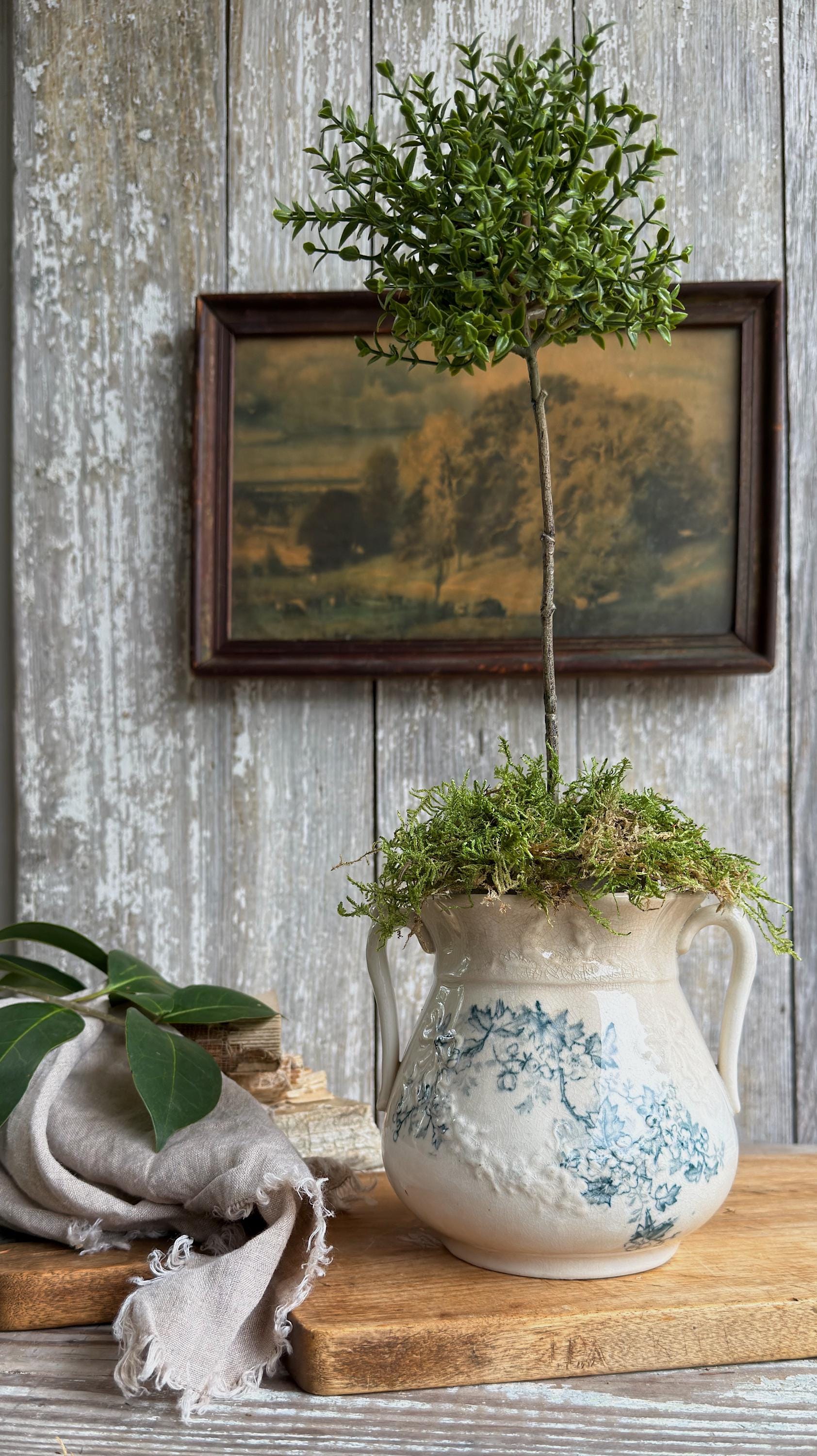 Antique Ironstone Sugar Biscuit Jar, Robin Blue Crazed Aesthetic