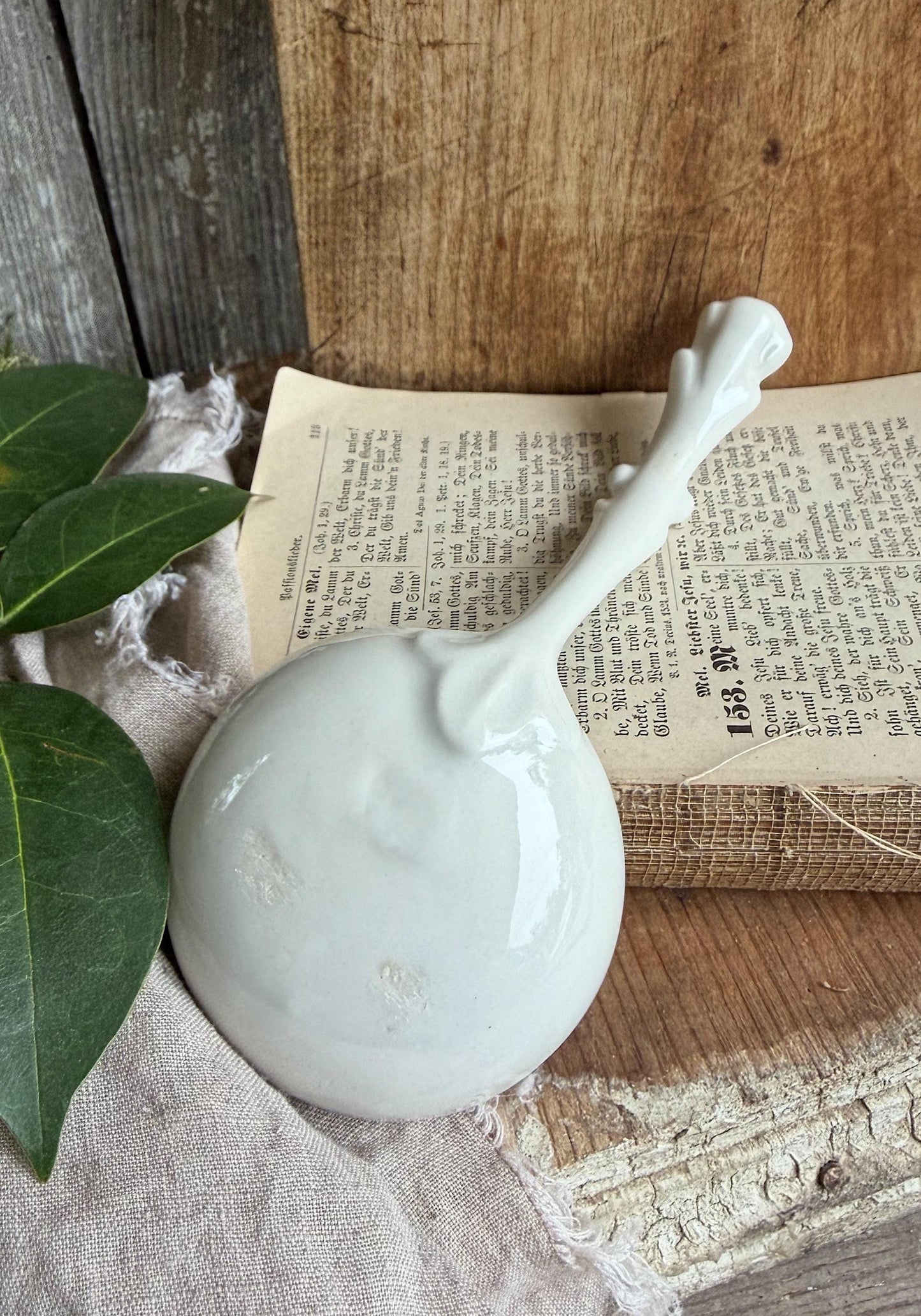 Antique White Ironstone Ladle Spoon Farmhouse Decor Kitchen Primitive