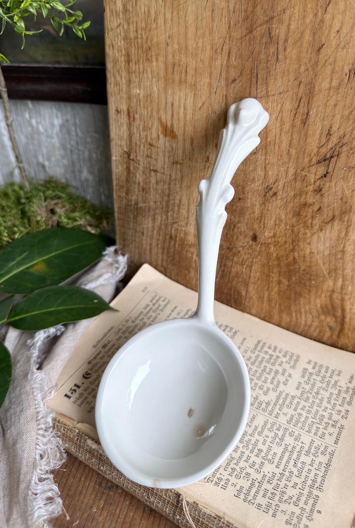 Antique White Ironstone Ladle Spoon Farmhouse Decor Kitchen Primitive