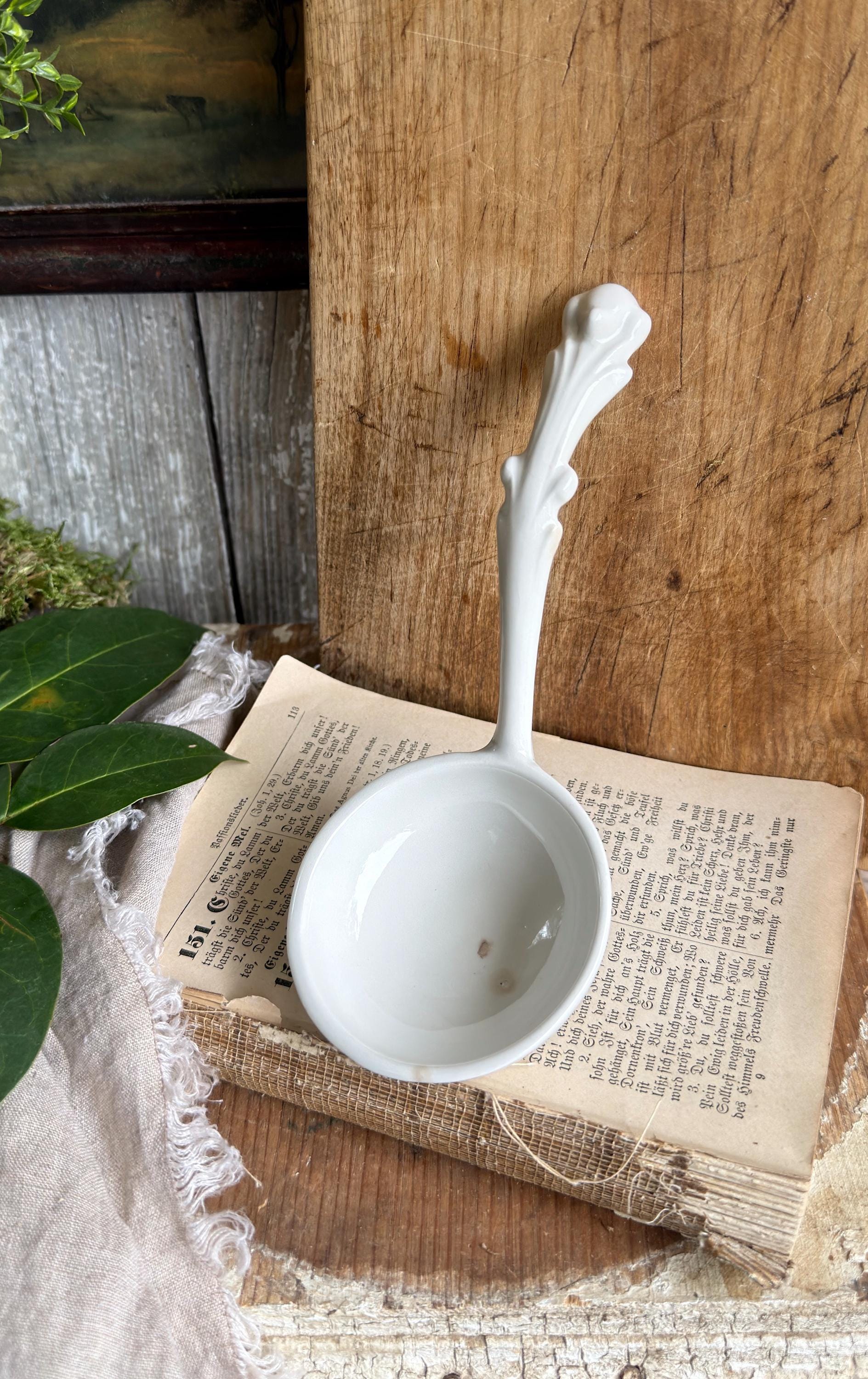 Antique White Ironstone Ladle Spoon Farmhouse Decor Kitchen Primitive