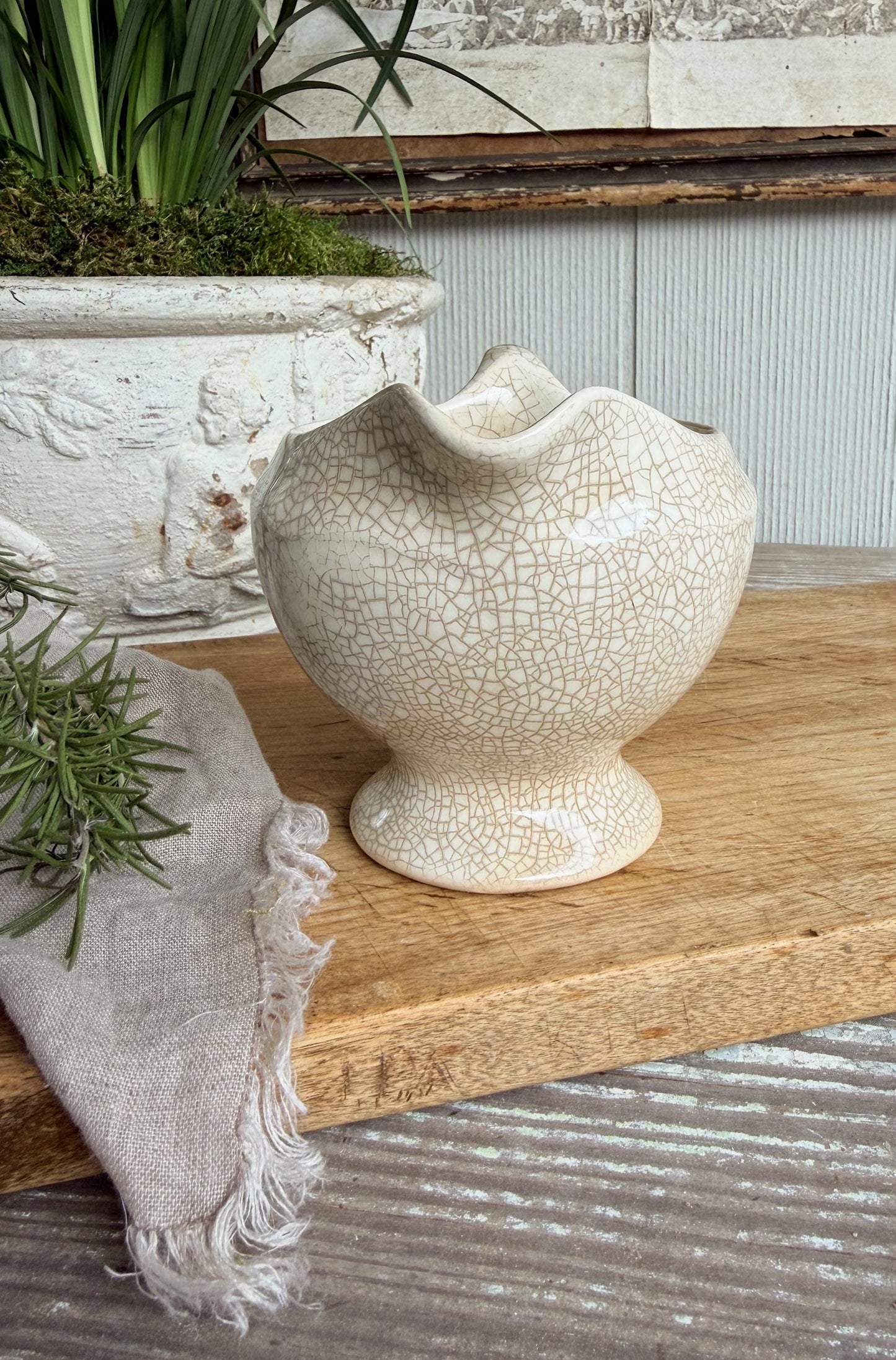 Antique White Itonstone Creamer Pitcher, Crazed , Farmhouse Kitchen Decor, Vintage Serving Piece