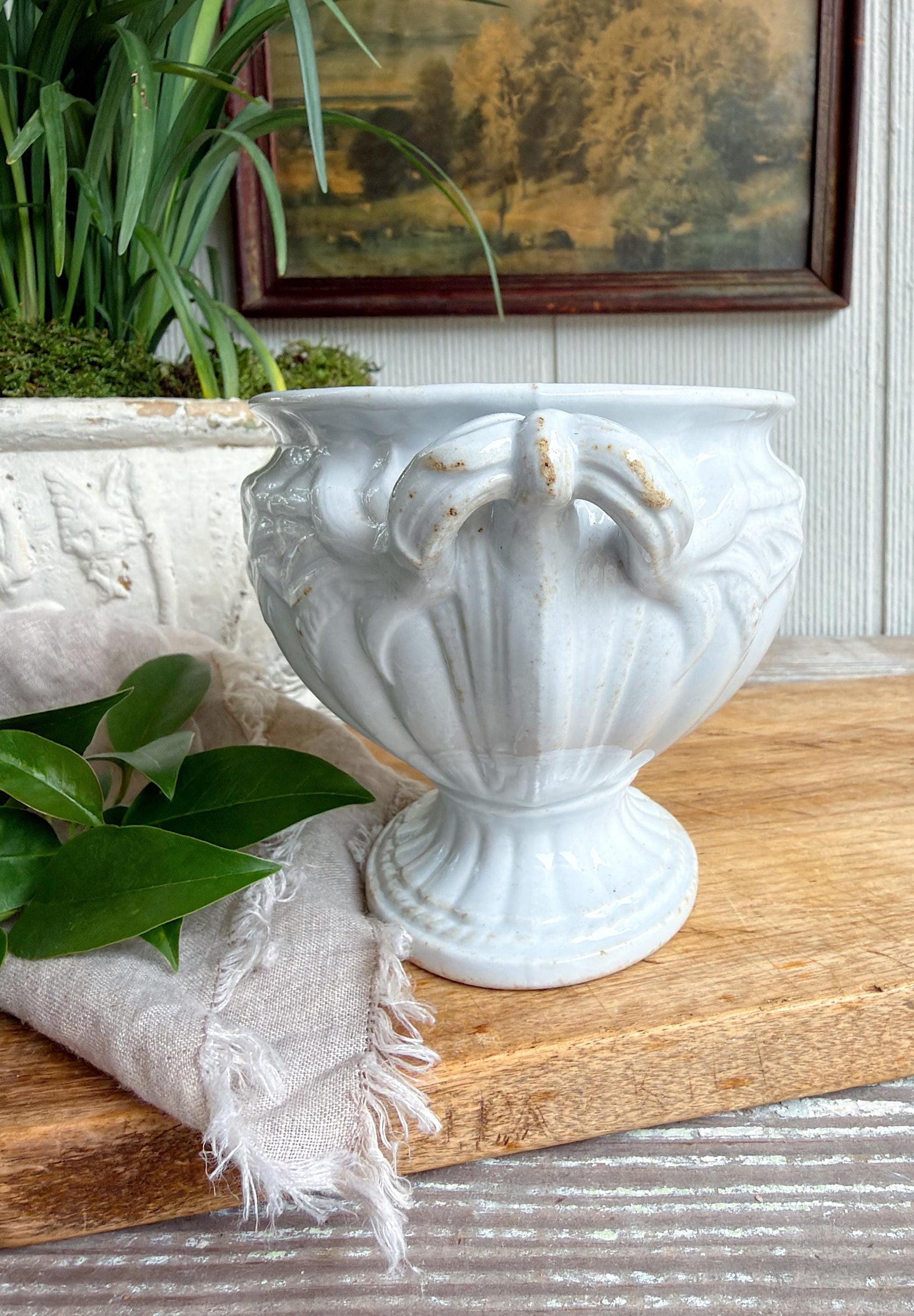 Antique Ironstone Tureen, Compote Bowl, Staffordshire England Elsmore & Forster
