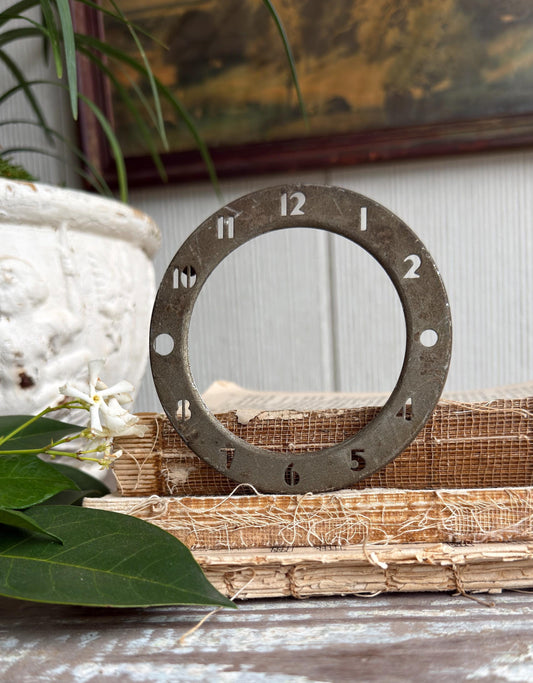 Vintage Metal Clock Dial, Parts,Salvaged Face, Industrial Farmhouse Decor