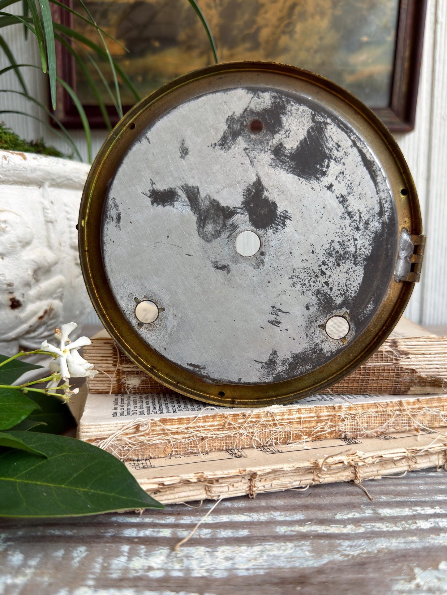 Antique Clock Dial Face Brass Industrial Salvage Parts Farmhouse Decor