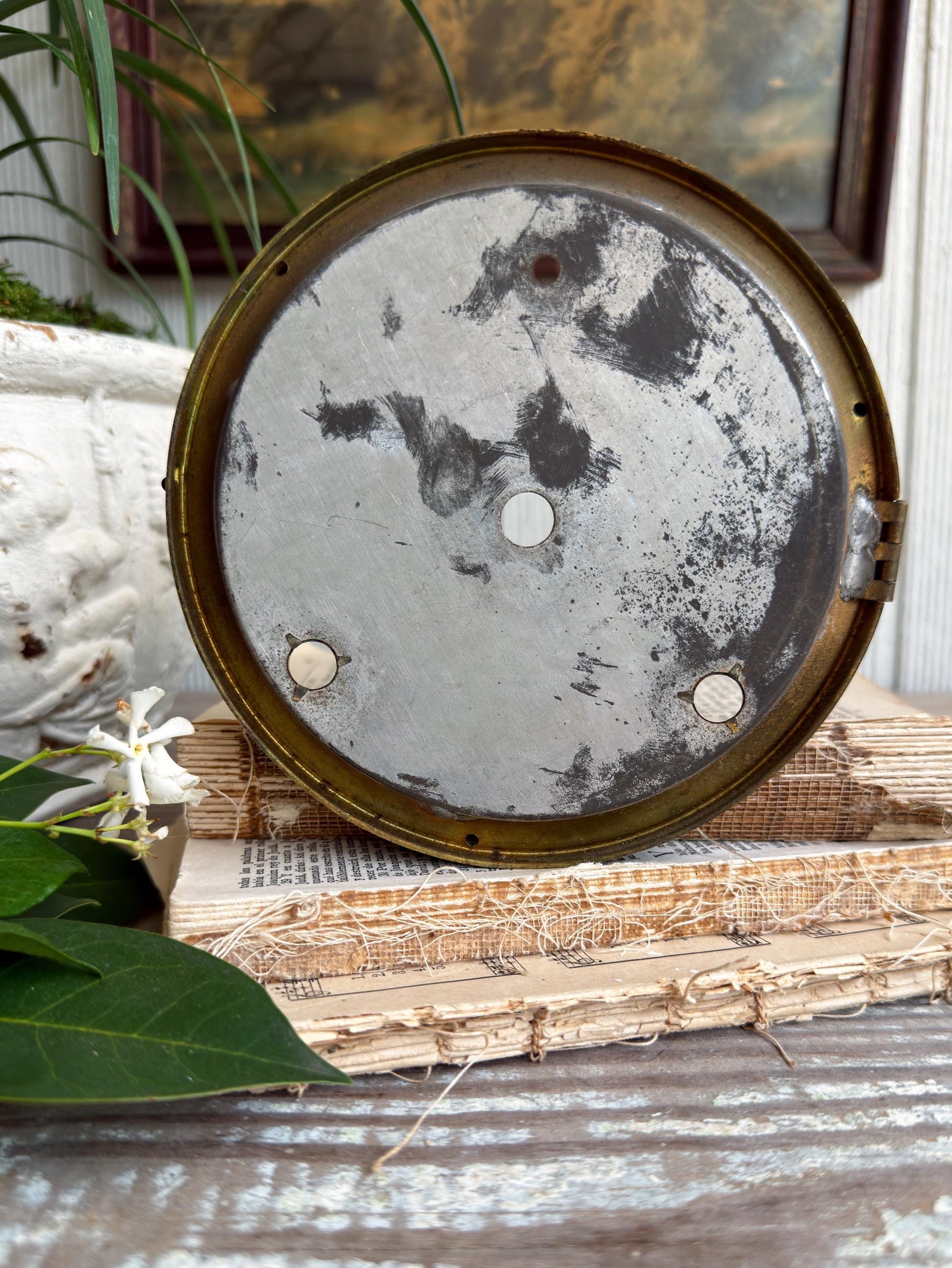 Antique Clock Dial Face Brass Industrial Salvage Parts Farmhouse Decor
