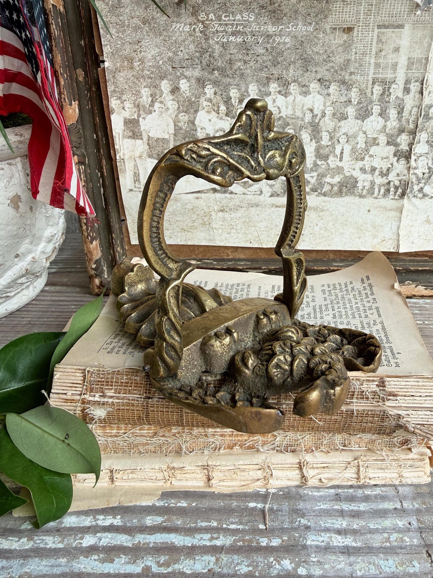 Antique Brass Eagle Door Knocker Federal Americana Vintage Hardware