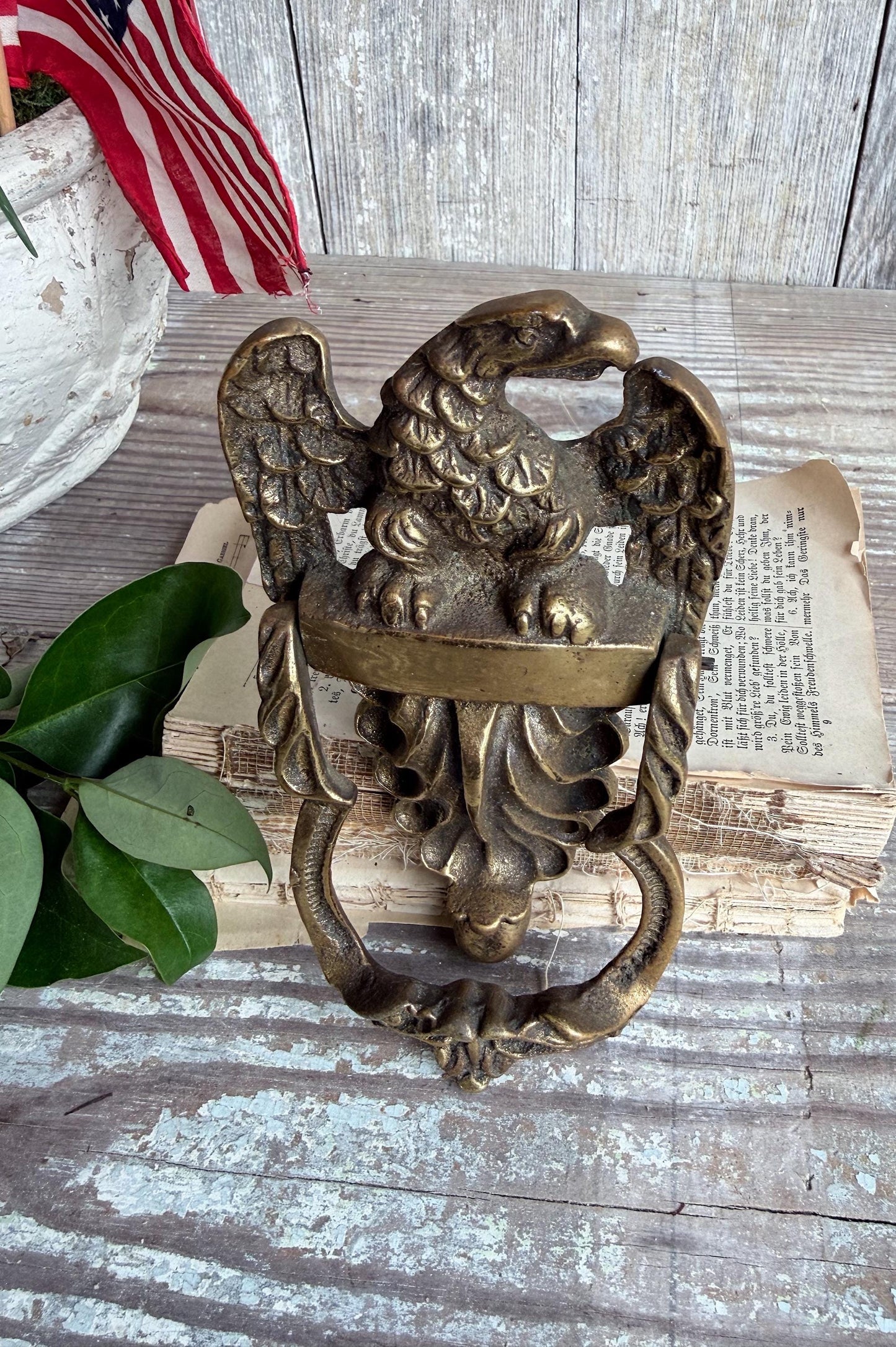 Antique Brass Eagle Door Knocker Federal Americana Vintage Hardware