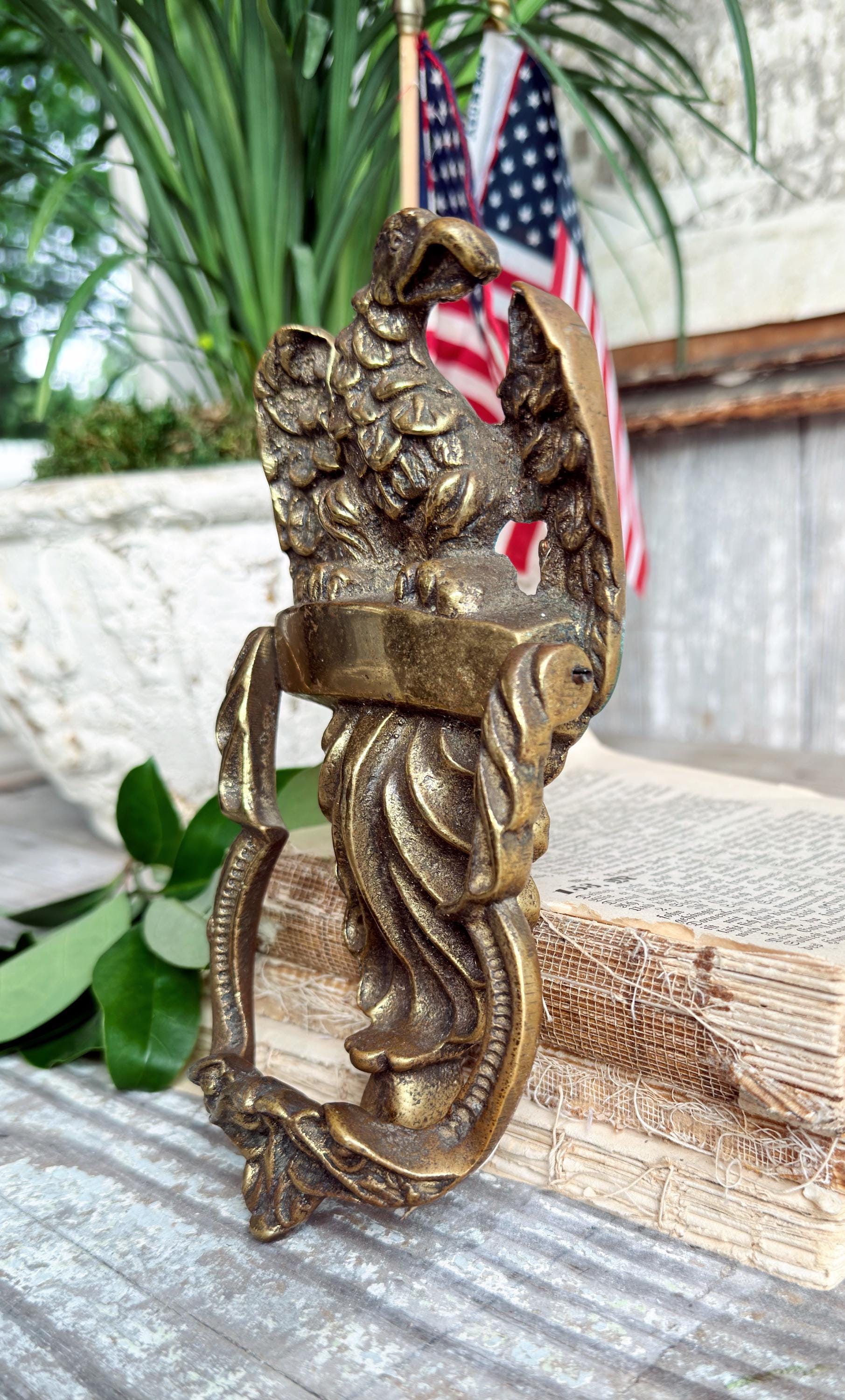 Antique Brass Eagle Door Knocker Federal Americana Vintage Hardware