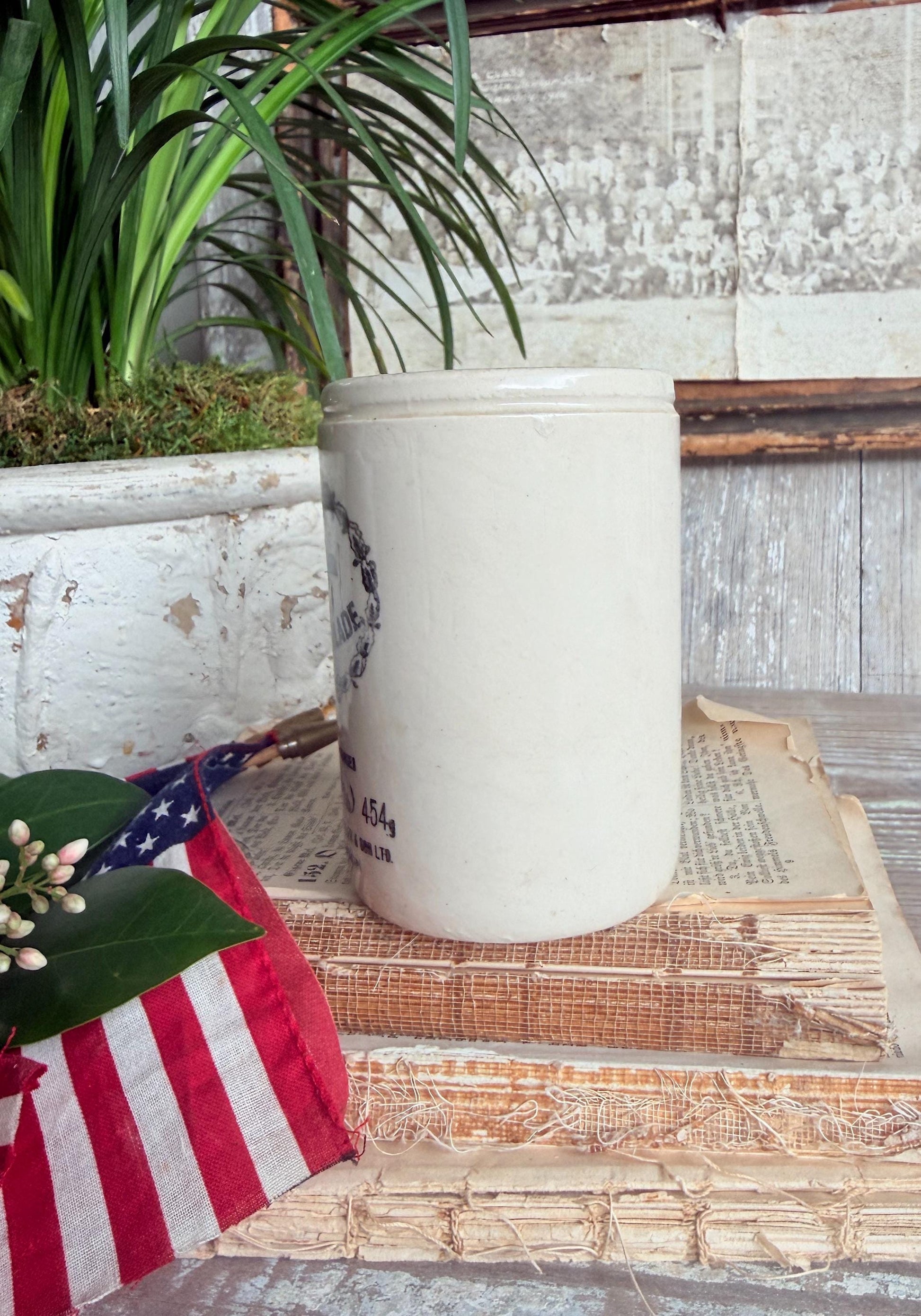 Antique Dundee Orange Marmalade Pot – English Ironstone Crock, James Keiller & Son Farmhouse Decor