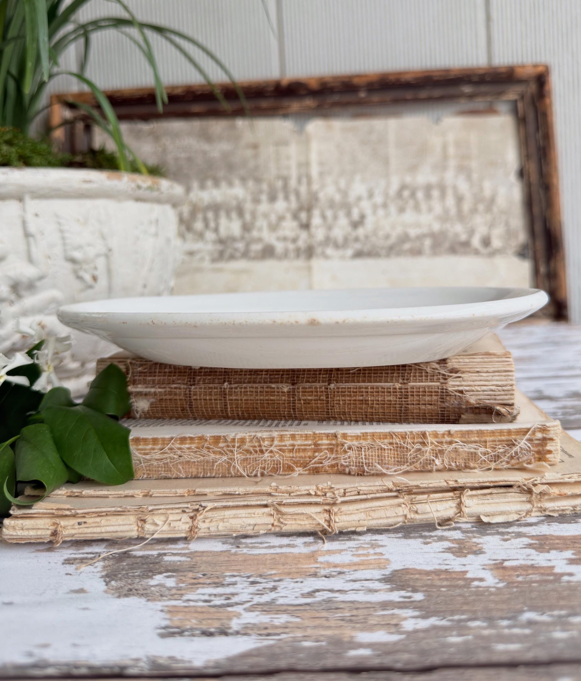 Antique Ironstone Soap Dish Platter Chunky, Farmhouse MADDOCK