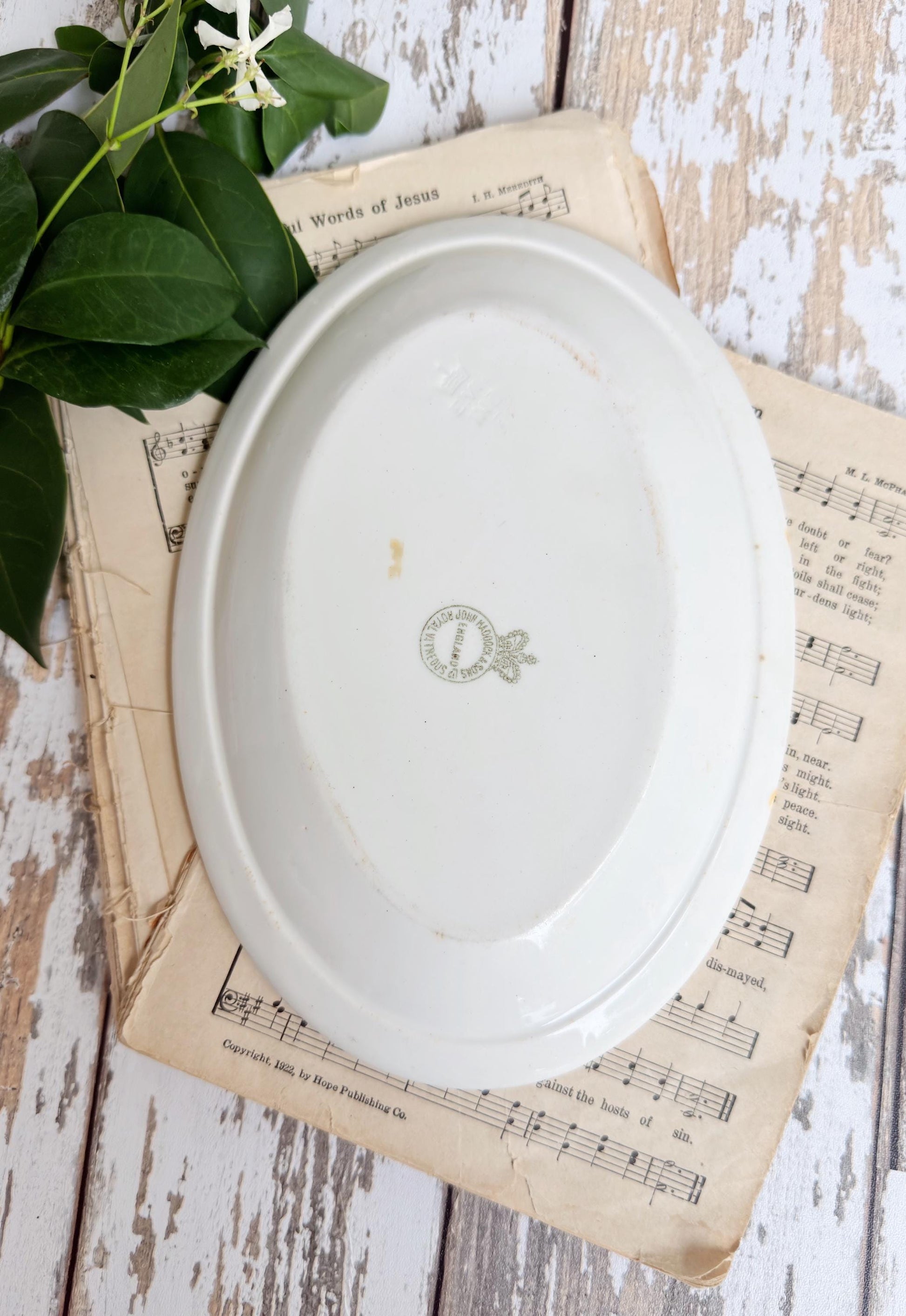 Antique Ironstone Soap Dish Platter Chunky, Farmhouse MADDOCK