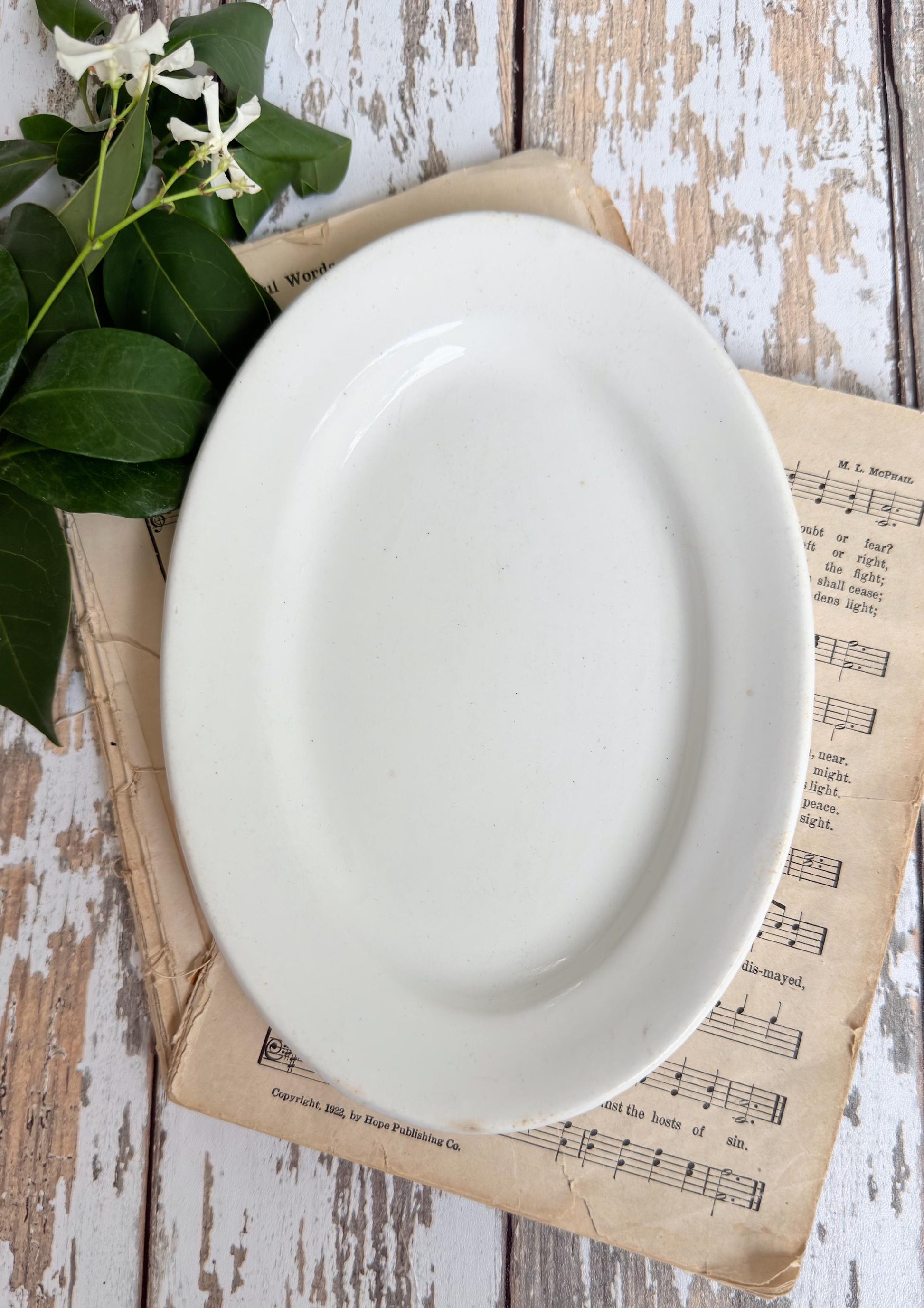 Antique Ironstone Soap Dish Platter Chunky, Farmhouse MADDOCK