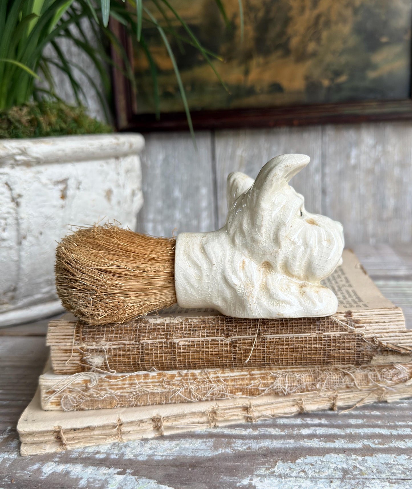 Vintage Scottie Dog Crumb Brush Ceramic Japan Farmhouse Cottage Decor