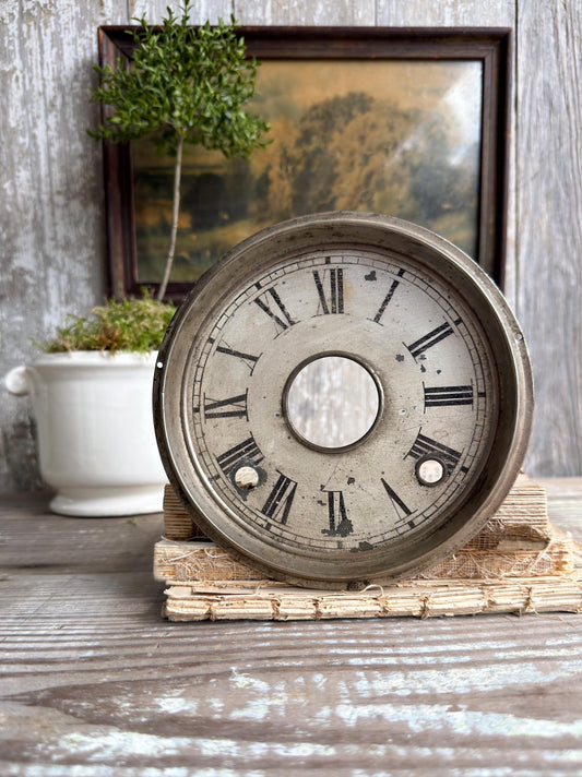 Antique Clock Dial Face Brass Industrial Salvage Parts Farmhouse Decor