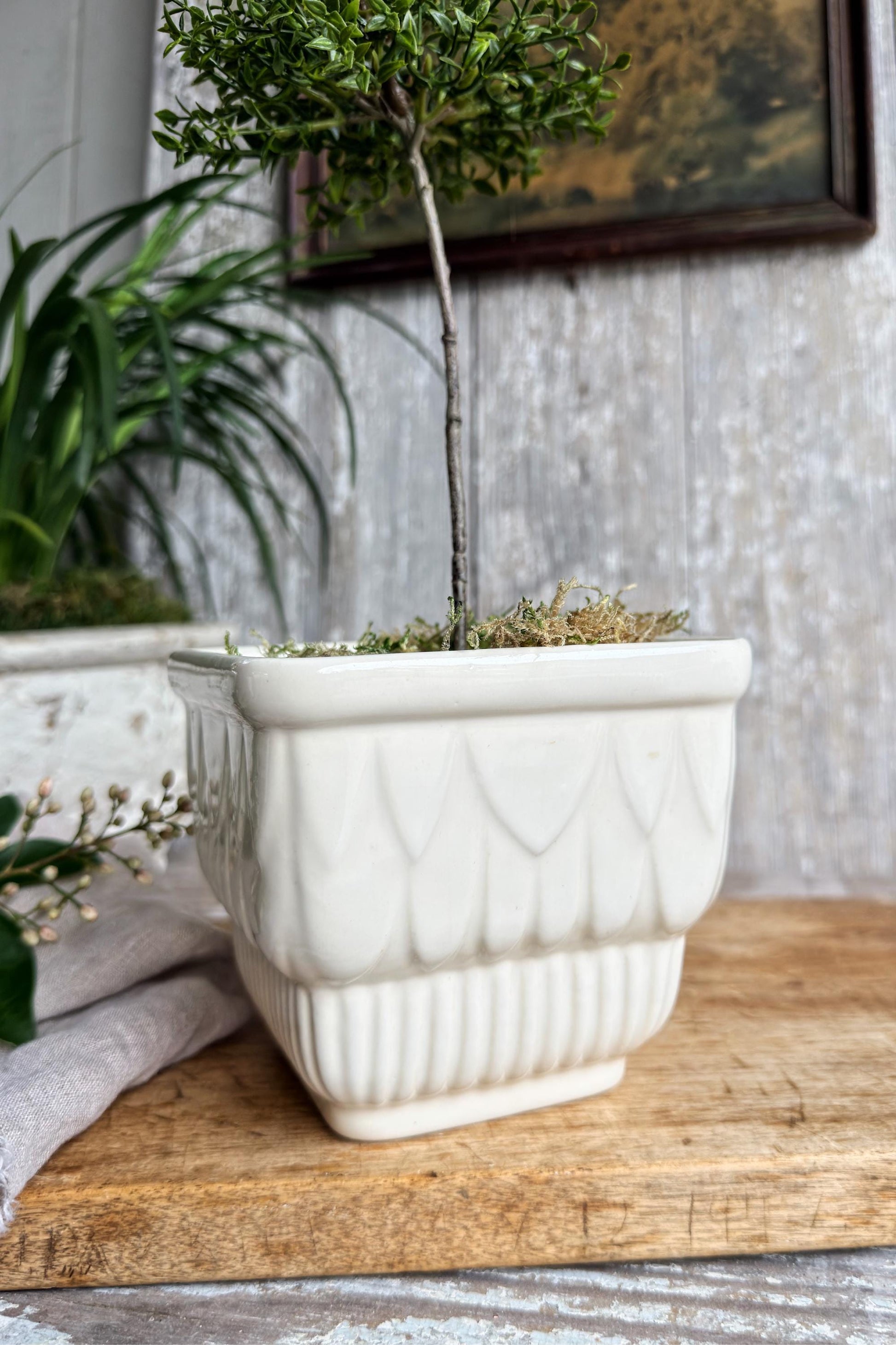 Vintage HAEGER Planter Creamy White Ceramic Container Farmhouse Garden Decor USA