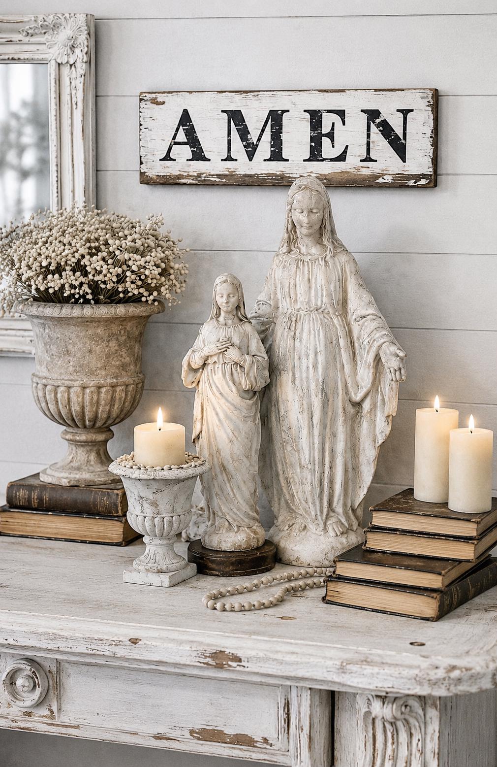 AMEN Sign, White Chippy Paint, Salvaged Barn Wood