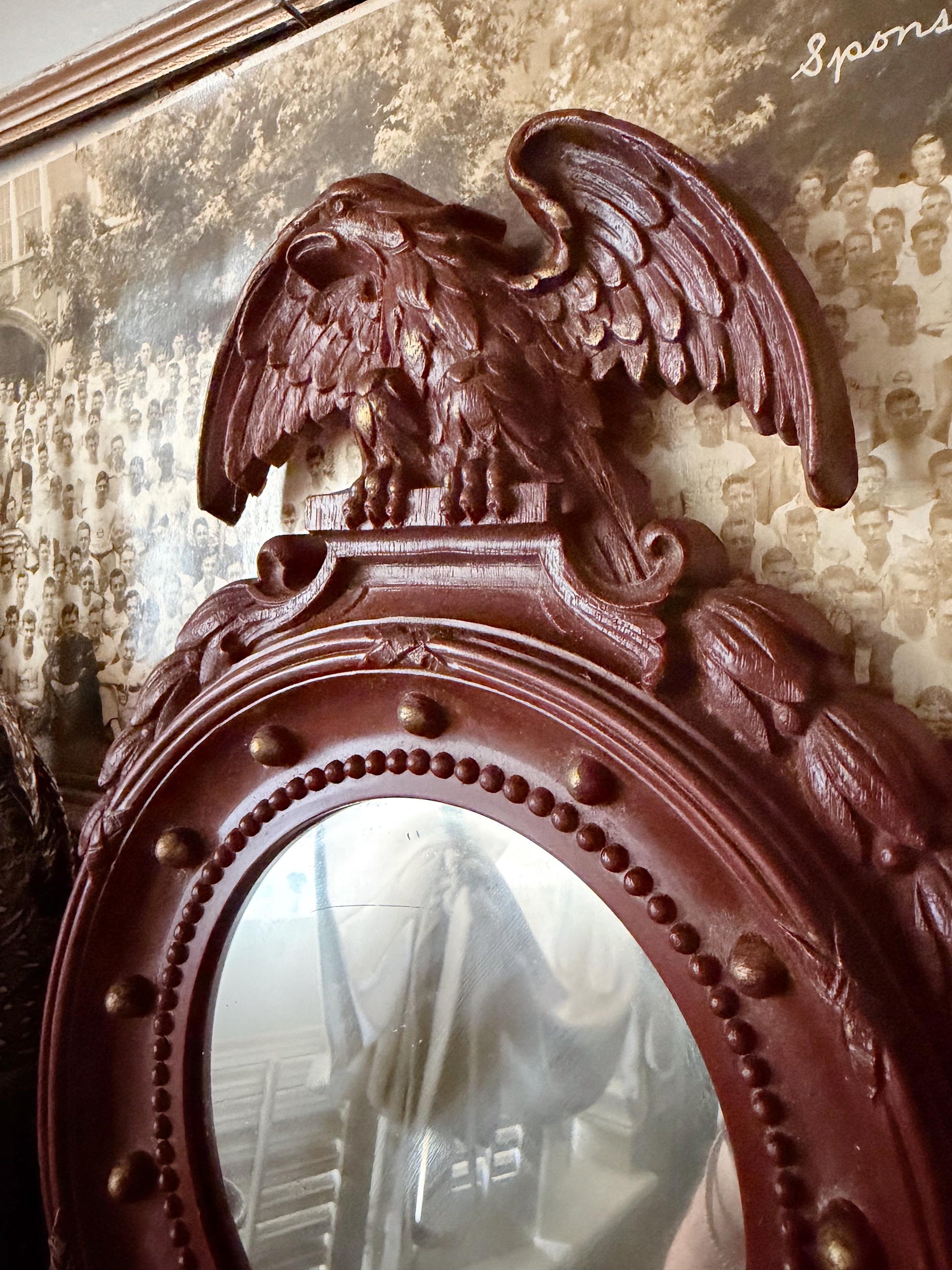 Vintage Syroco Eagle Convex Mirror, Federal Style Bullseye, Americana Wall Decor