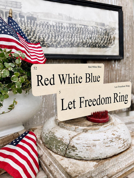 PATRIOTIC Flash Cards - Set of 8 Large Vintage Style Americana Decor