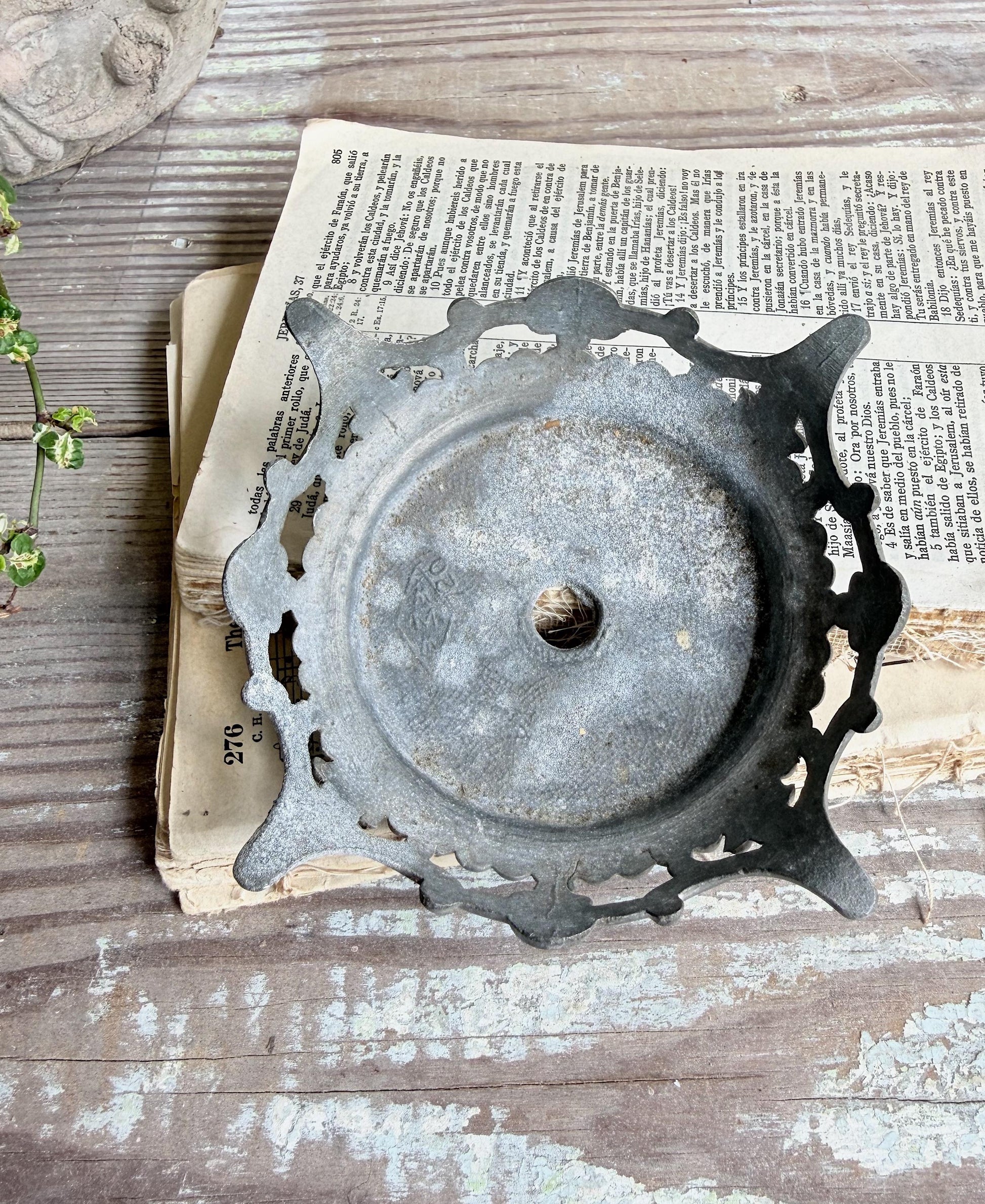 Metal Light Fixture Base Antique Part Architectural Salvage Vintage Farmhouse