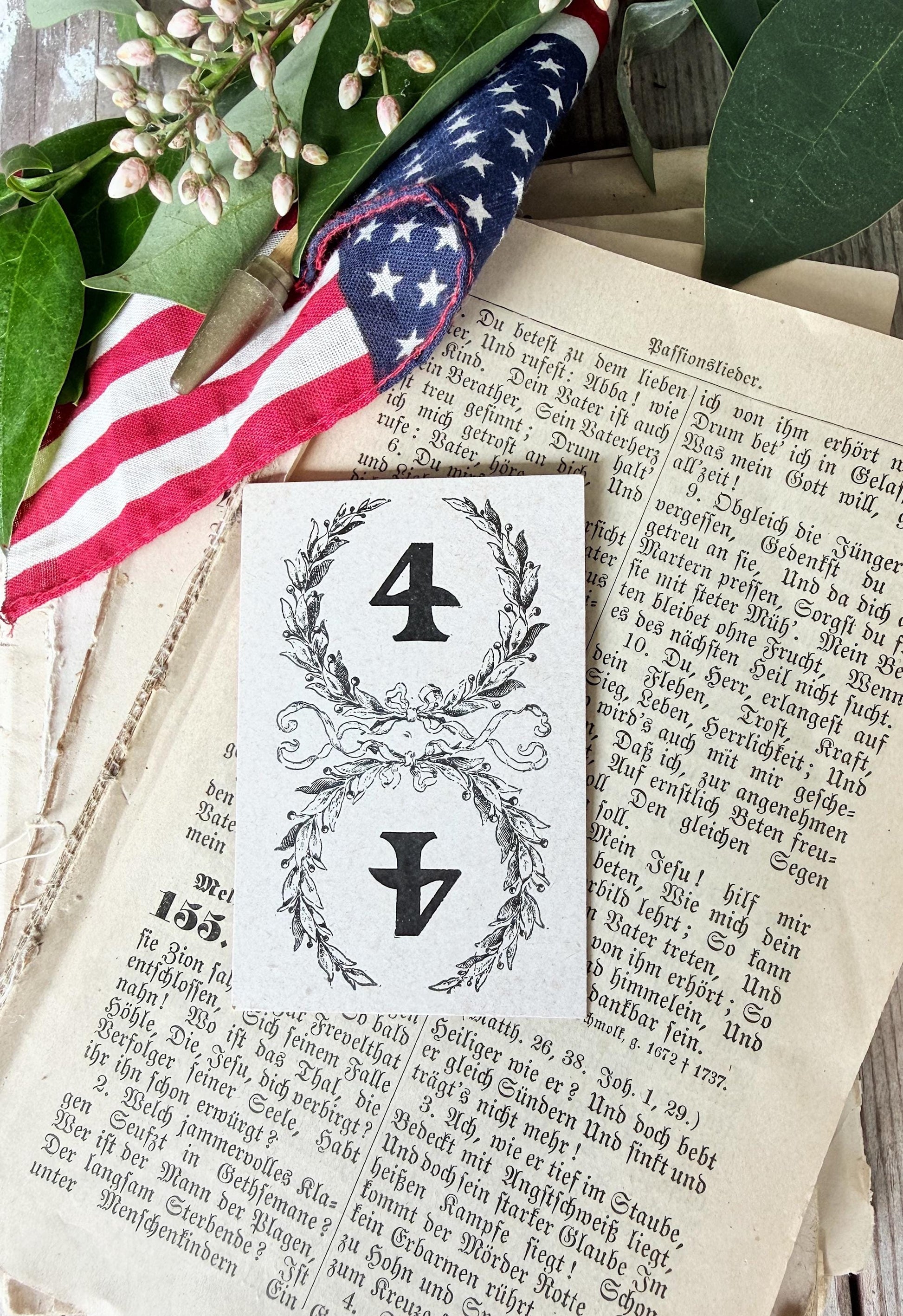 4th of July Number Card Farmhouse Americana Decor Vintage Game