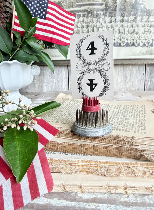 4th of July Number Card Farmhouse Americana Decor Vintage Game