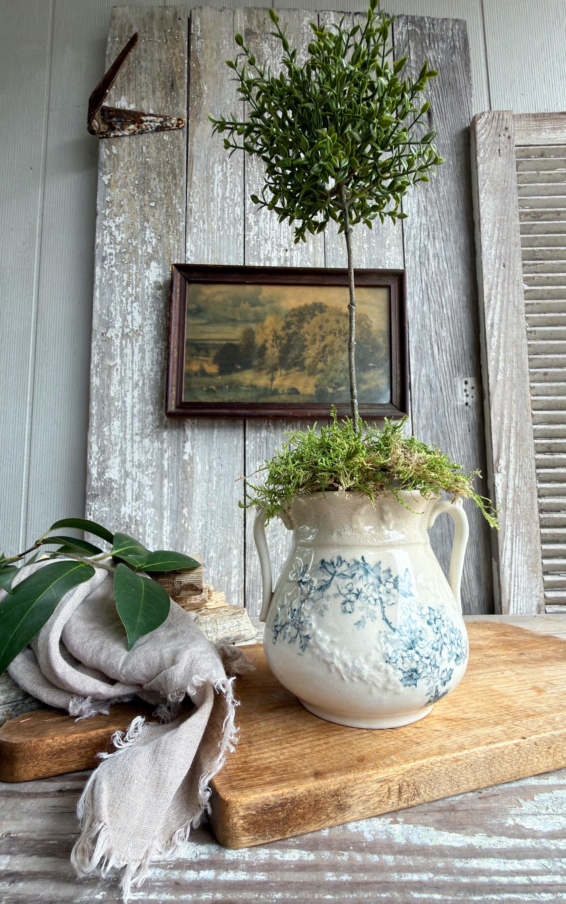 Antique Ironstone Sugar Biscuit Jar, Robin Blue Crazed Aesthetic