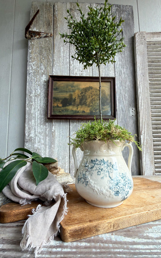 Antique Ironstone Sugar Biscuit Jar, Robin Blue Crazed Aesthetic