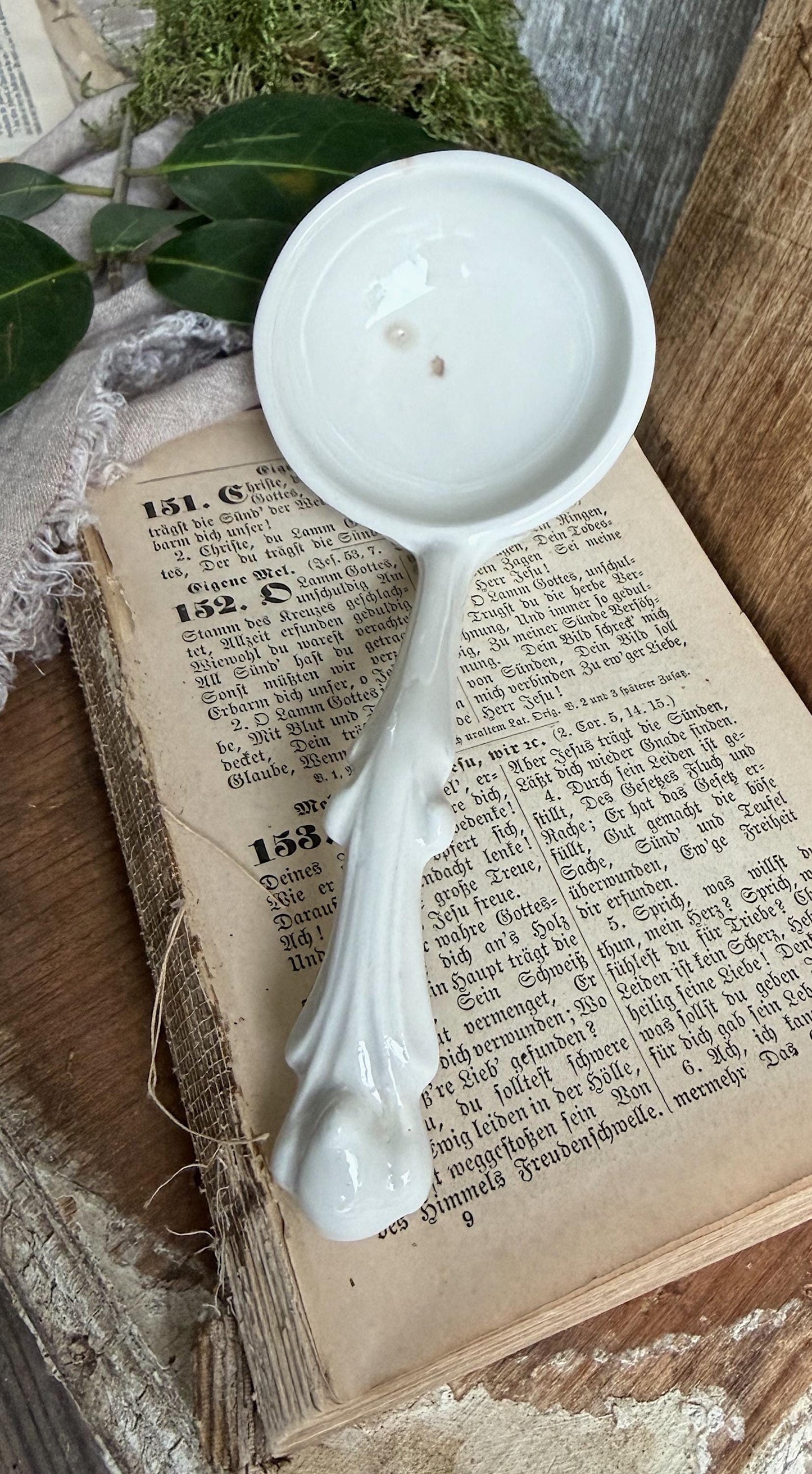 Antique White Ironstone Ladle Spoon Farmhouse Decor Kitchen Primitive