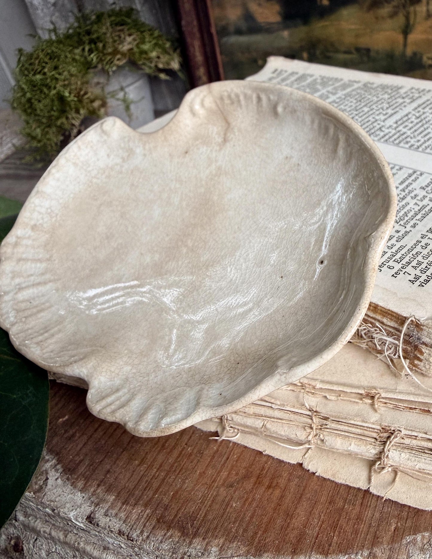 Antique La Belle China Dish – Small Ironstone Platter, Vintage White Crazing Tray, Farmhouse Decor