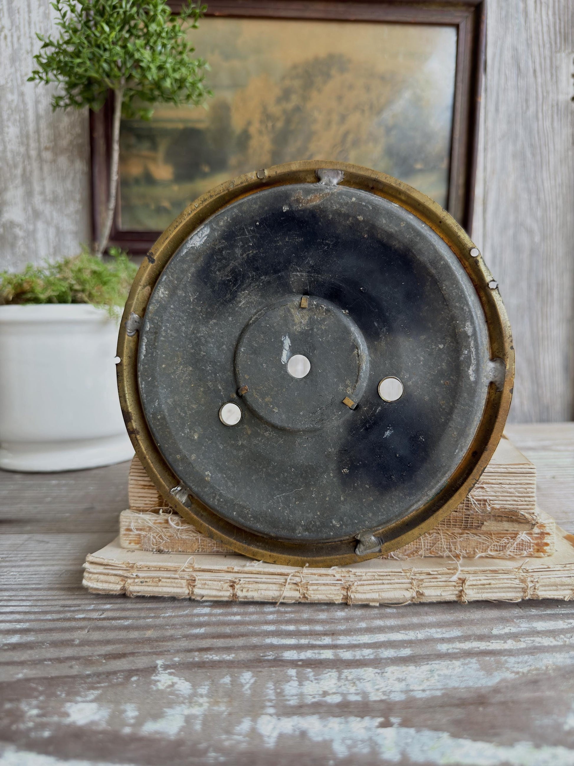 Antique Clock Dial Face Brass Industrial Salvage Parts Farmhouse Decor