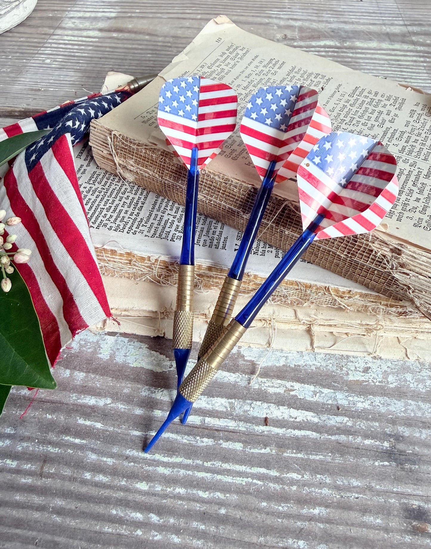 Vintage AMERICAN FLAG Dart Metal Americana Industrial Salvage Decor