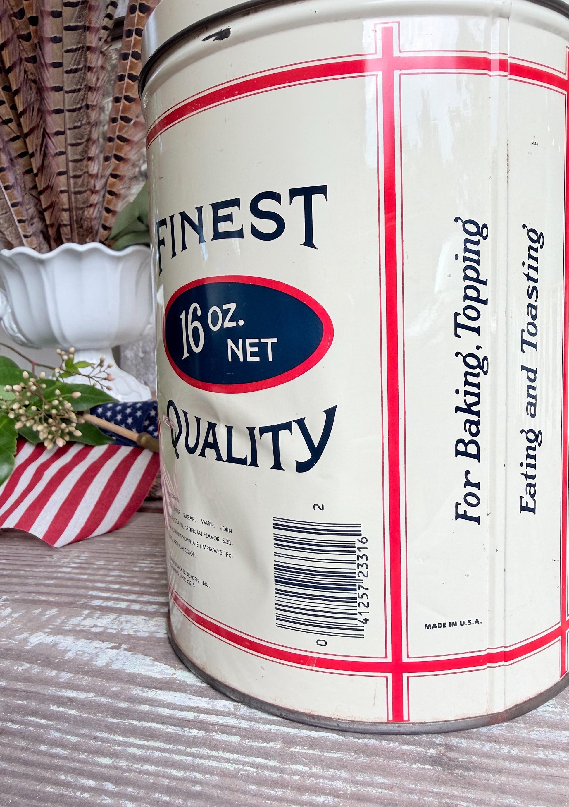 Vintage CAMPFIRE MARSHMALLOWS Tin Can Americana Farmhouse Decor