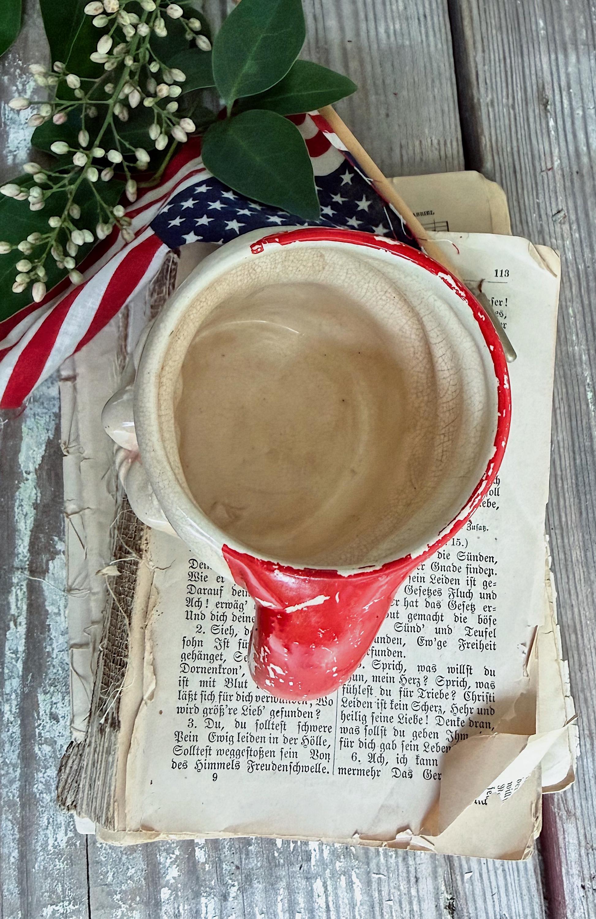 Vintage Ironstone Santa Claus Cup Mug FULL SIZE Crazed Stained Americana