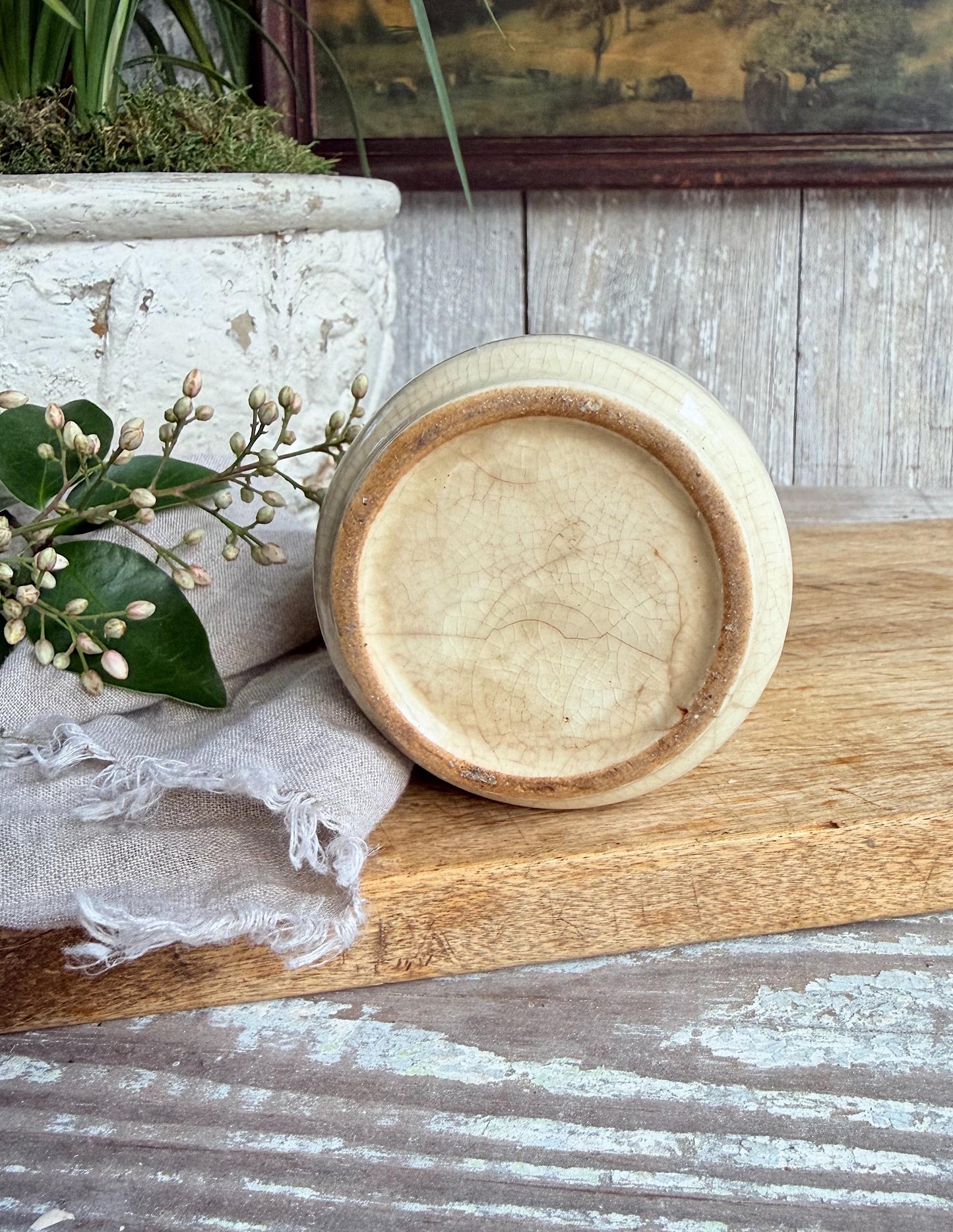 Ironstone Sugar Jar Canister Vintage Crock Farmhouse Kitchen