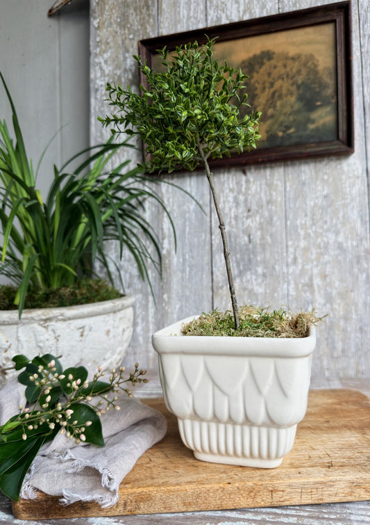 Vintage HAEGER Planter Creamy White Ceramic Container Farmhouse Garden Decor USA
