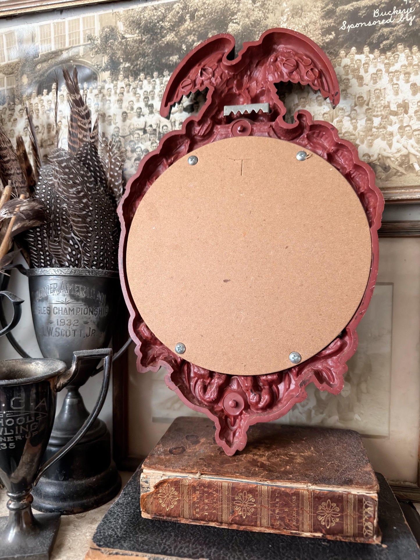 Vintage Syroco Eagle Convex Mirror, Federal Style Bullseye, Americana Wall Decor