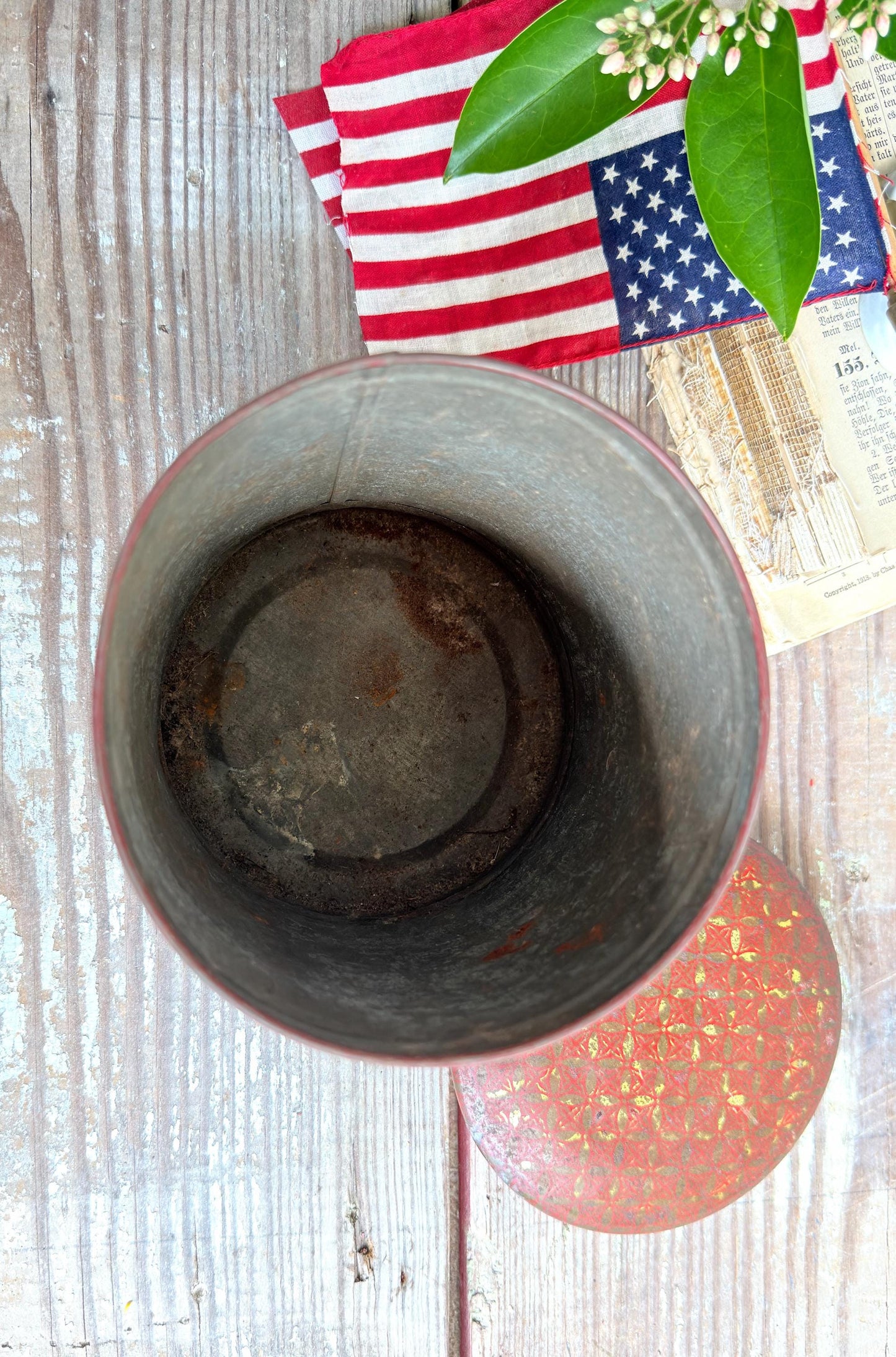 Antique Washington Tobacco Tin Americana Advertising Patriotic Farmhouee Decor