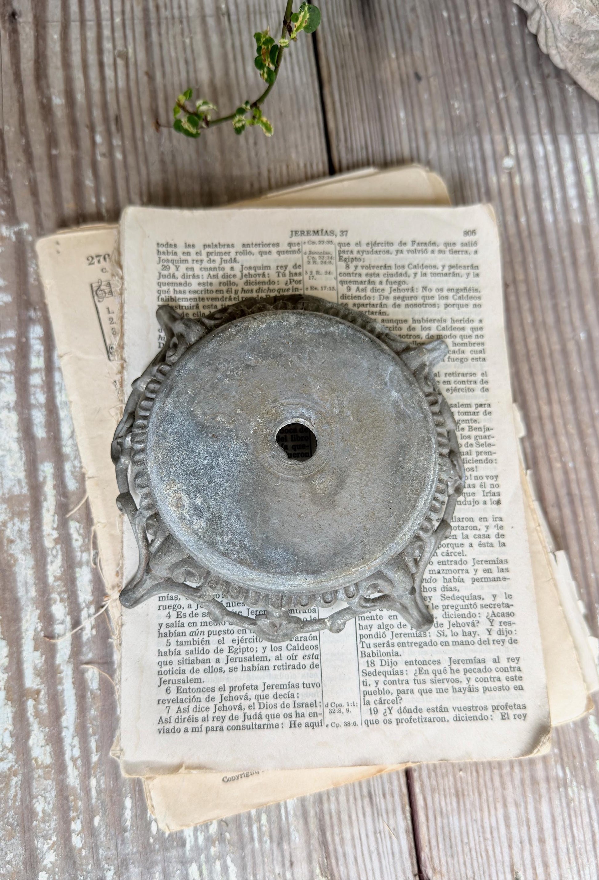 Metal Light Fixture Base Antique Part Architectural Salvage Vintage Farmhouse