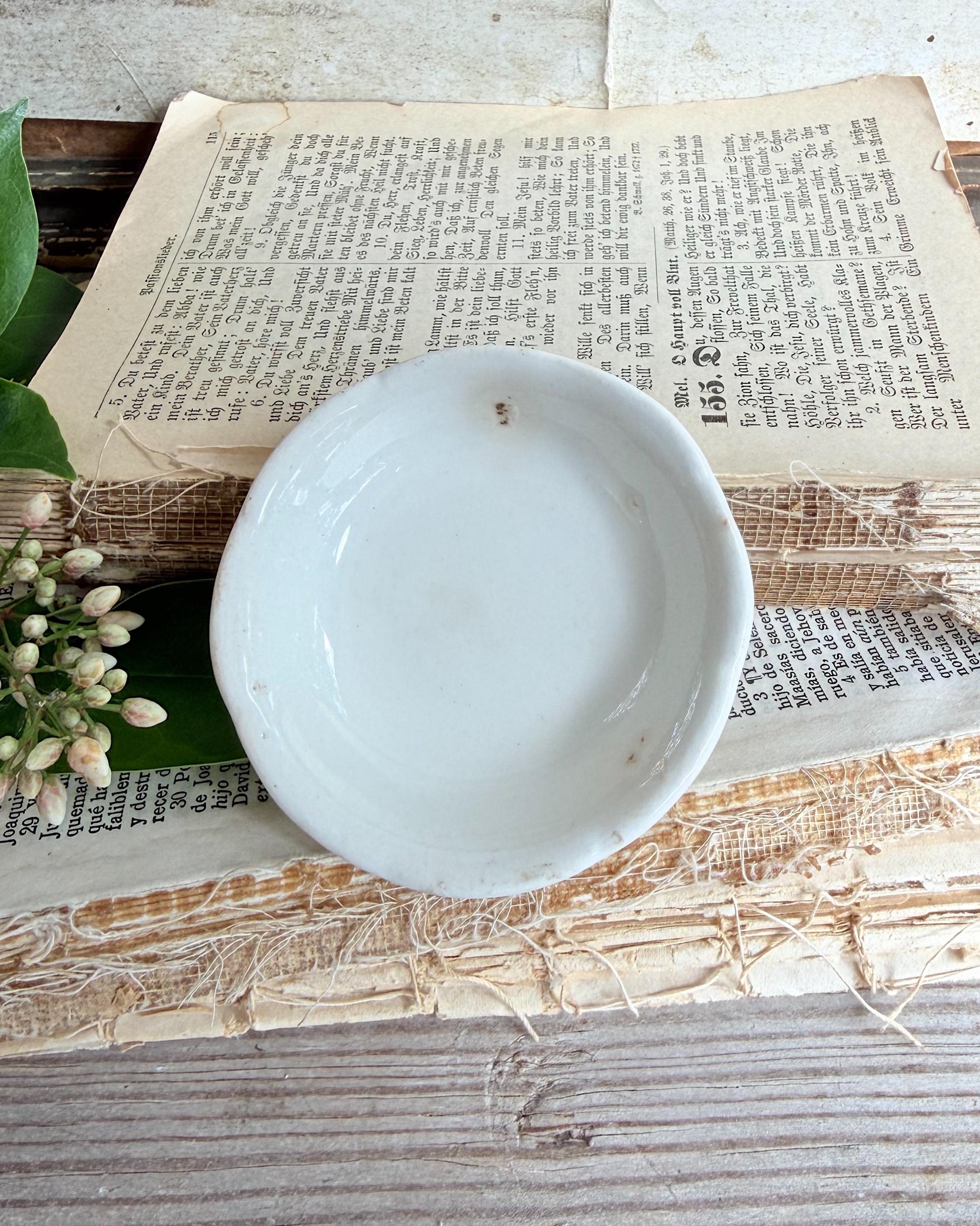 Antique White Ironstone Butter Pat Farmhouse Decor MADDOCK