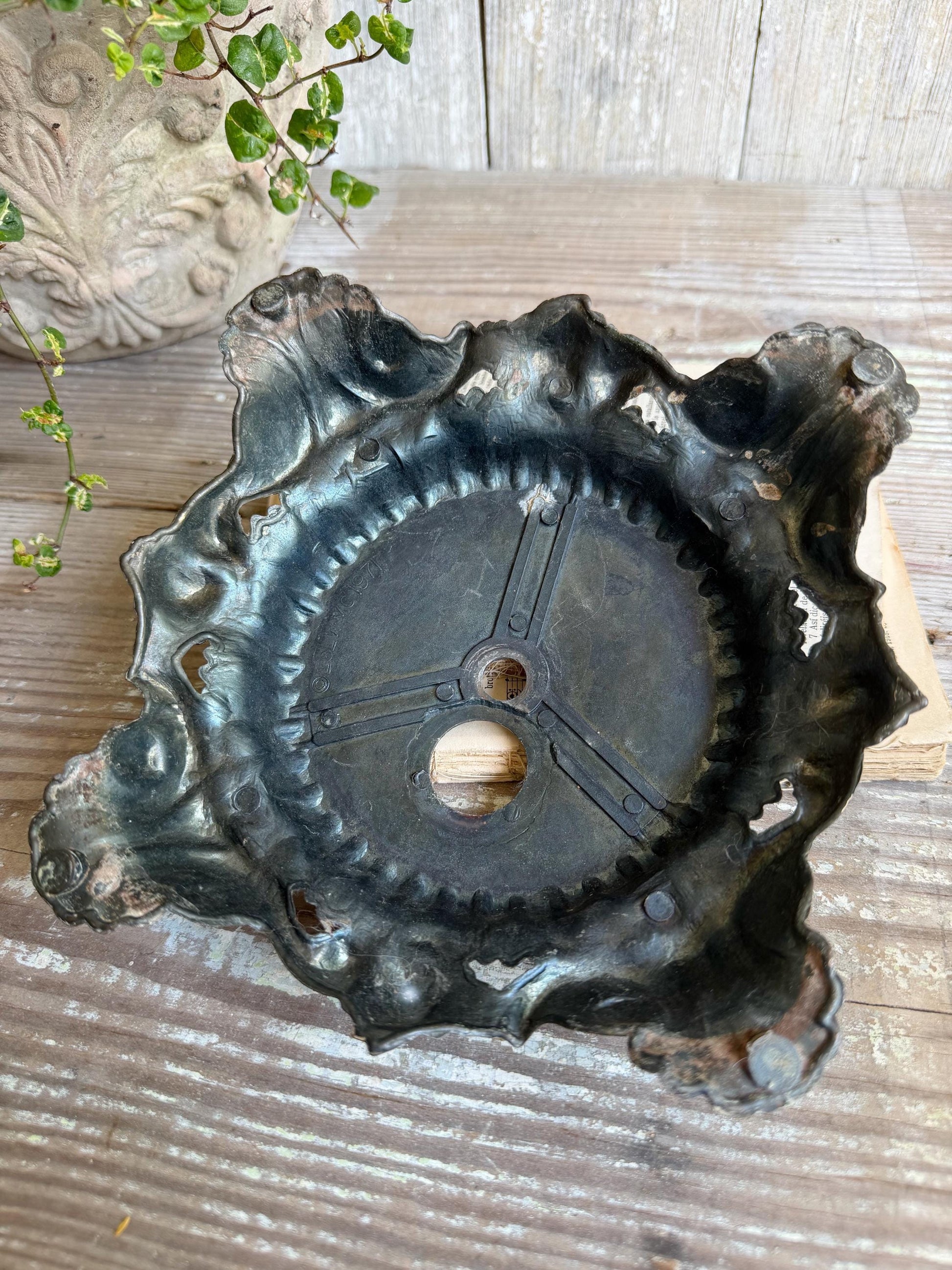 Antique Metal BRASS Lamp Base Light Part Architectural Industrial Salvage