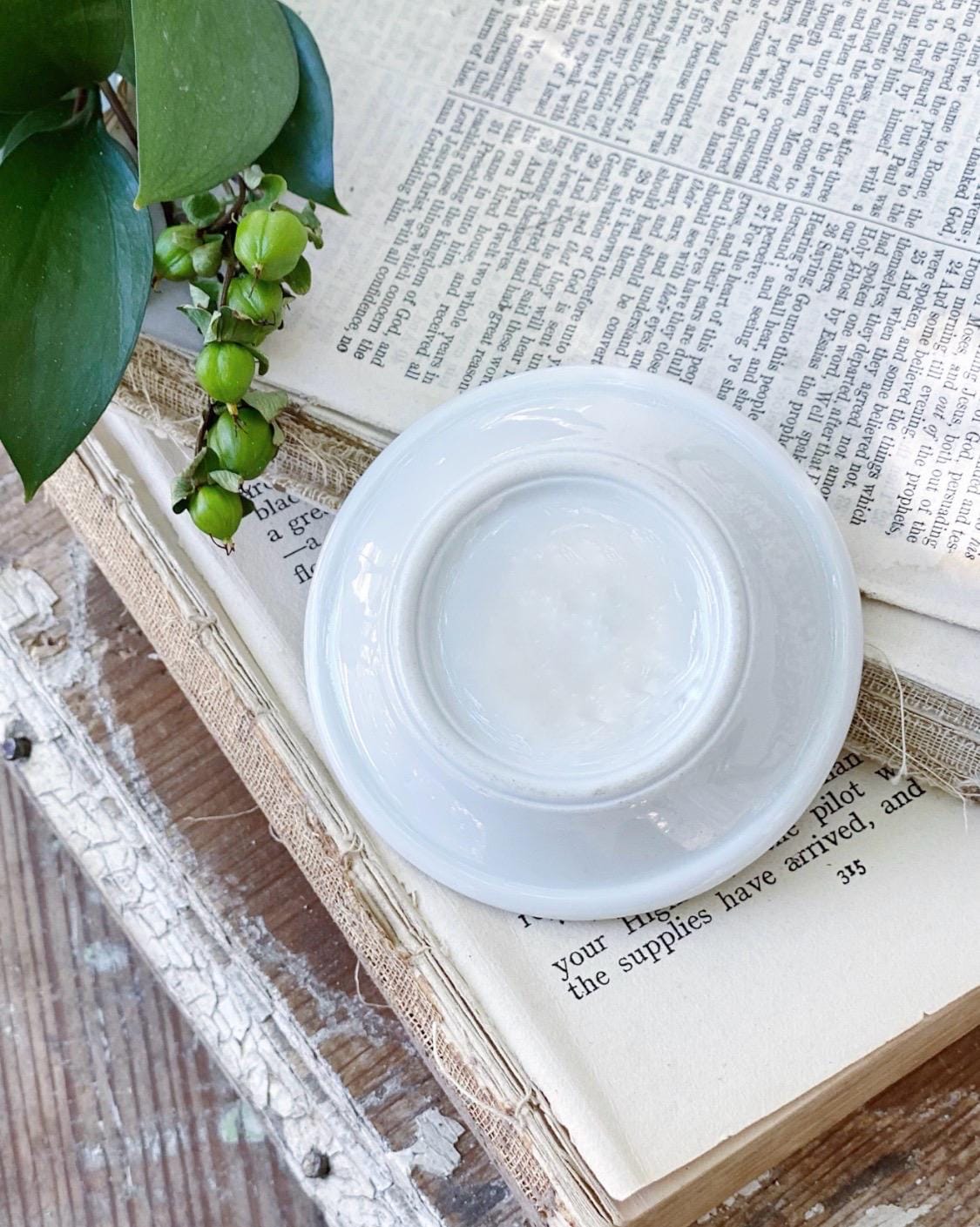 Antique White Ironstone Butter Pat Farmhouse Decor Plate