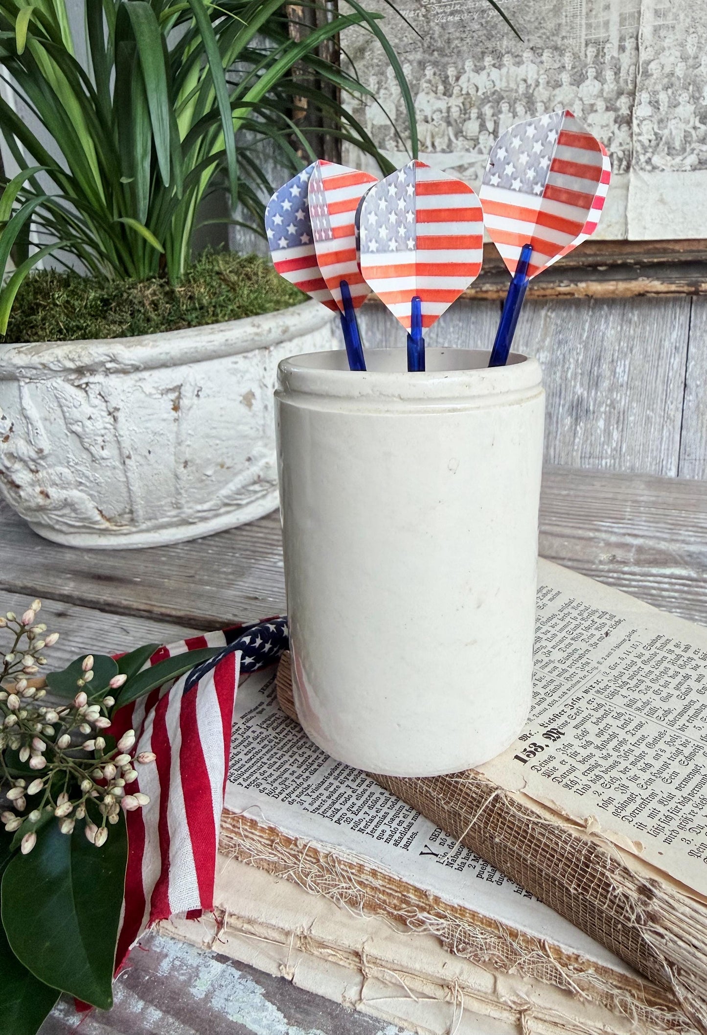 Vintage AMERICAN FLAG Dart Metal Americana Industrial Salvage Decor