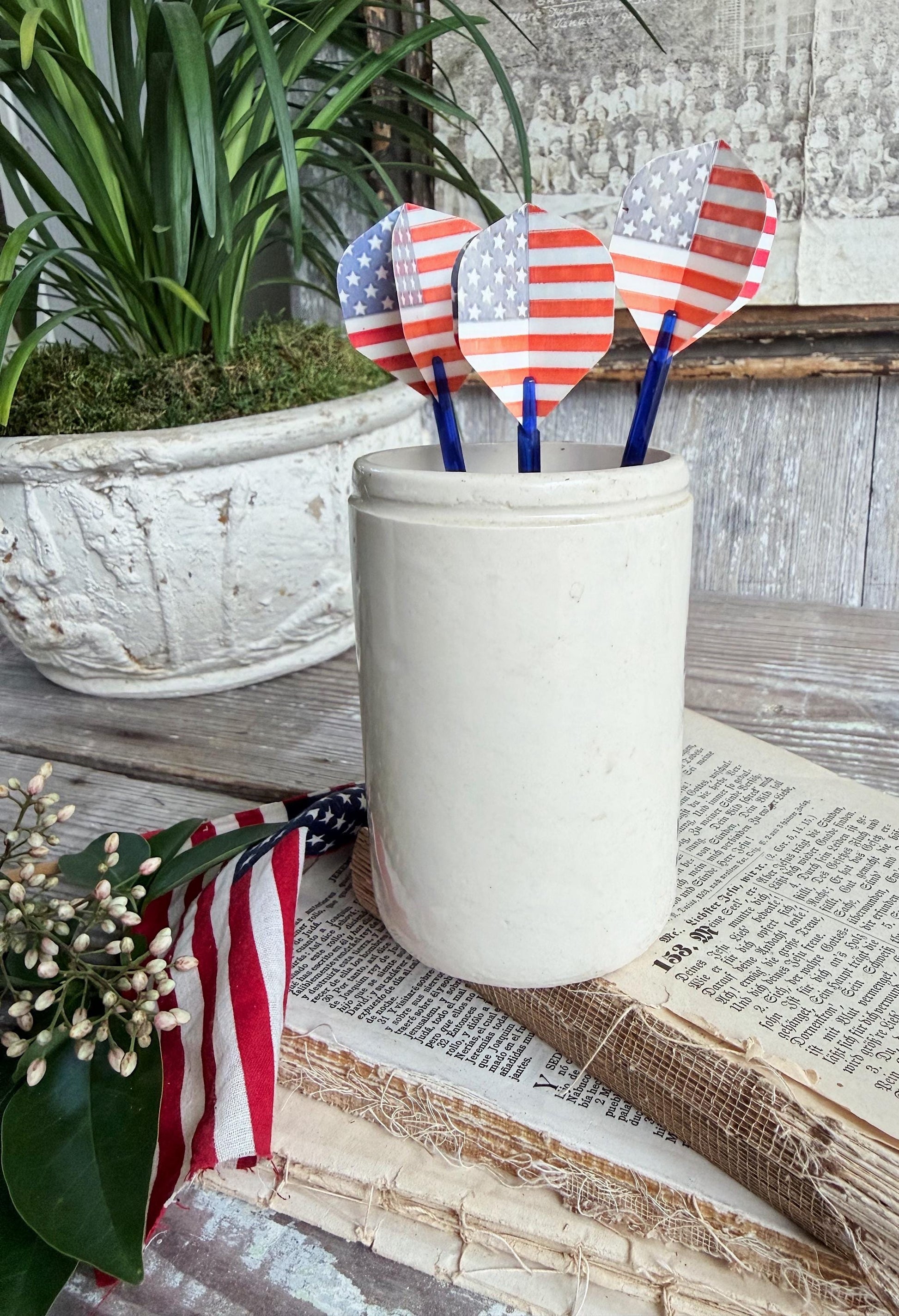 Vintage AMERICAN FLAG Dart Metal Americana Industrial Salvage Decor